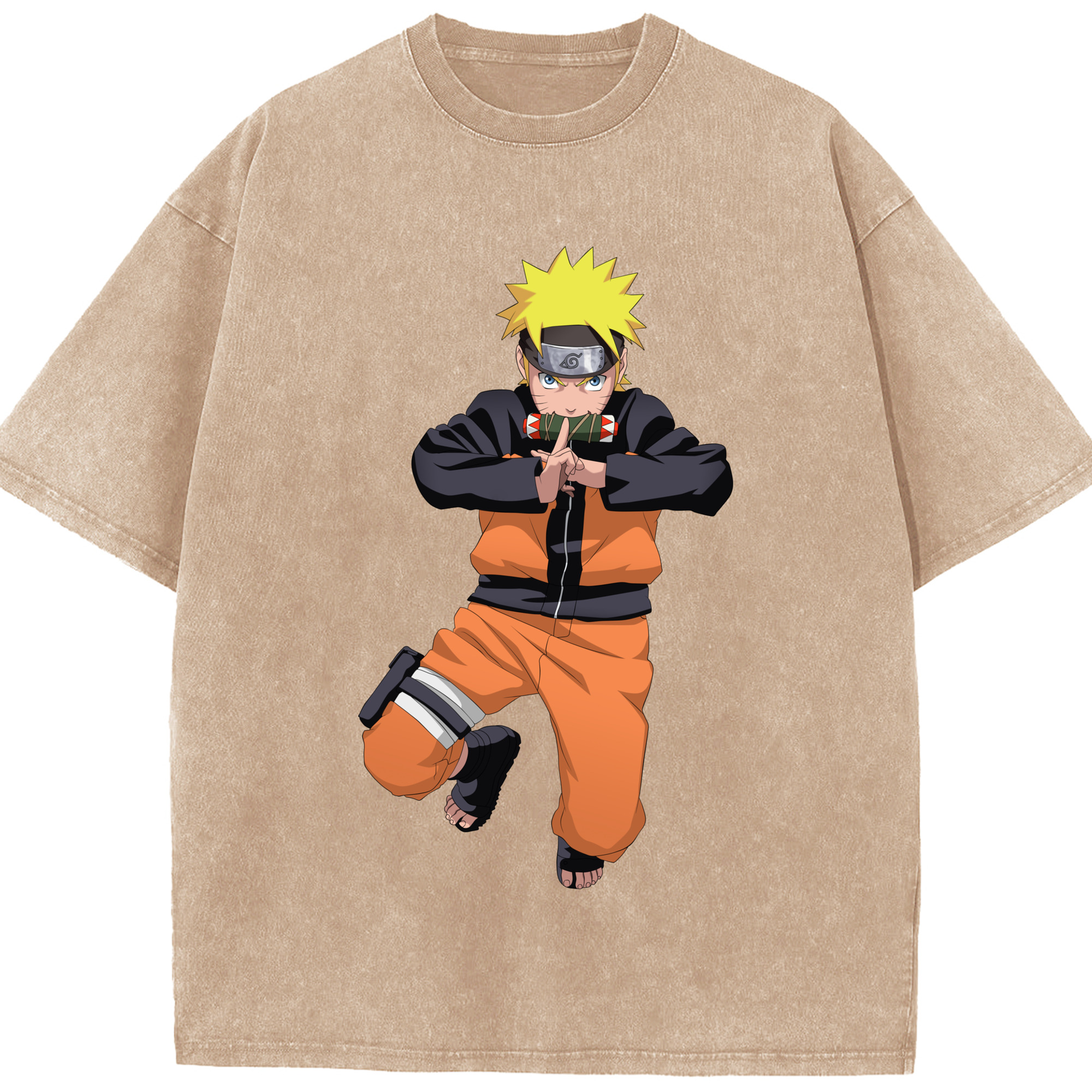 （画像用） NARUTO -ナルト- うずまき ナルト Uzumaki Naruto 綿100% ヴィンテージ風 半袖Tシャツ（フロントプリント）
