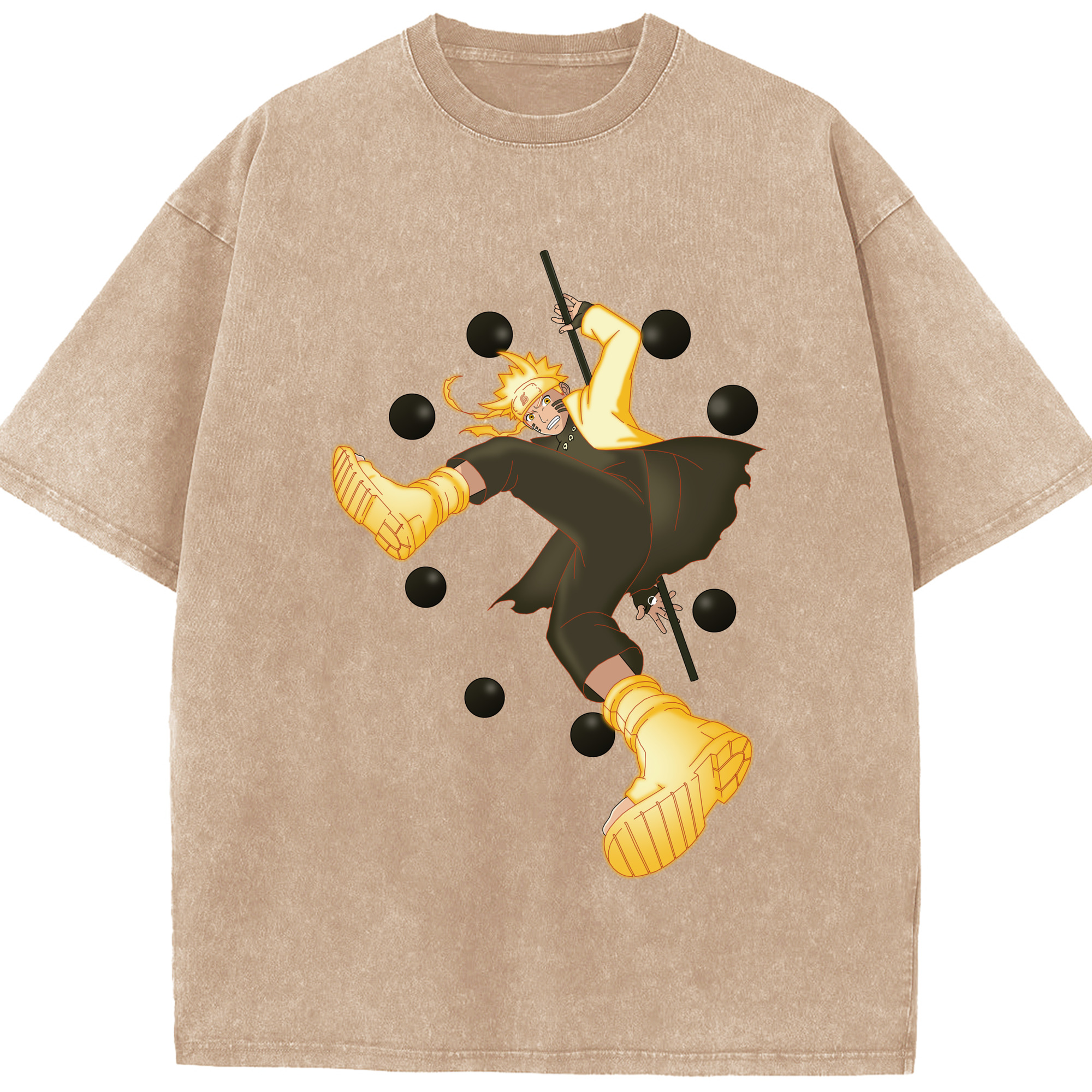 （画像用） NARUTO -ナルト- うずまき ナルト Uzumaki Naruto 綿100% ヴィンテージ風 半袖Tシャツ（フロントプリント）