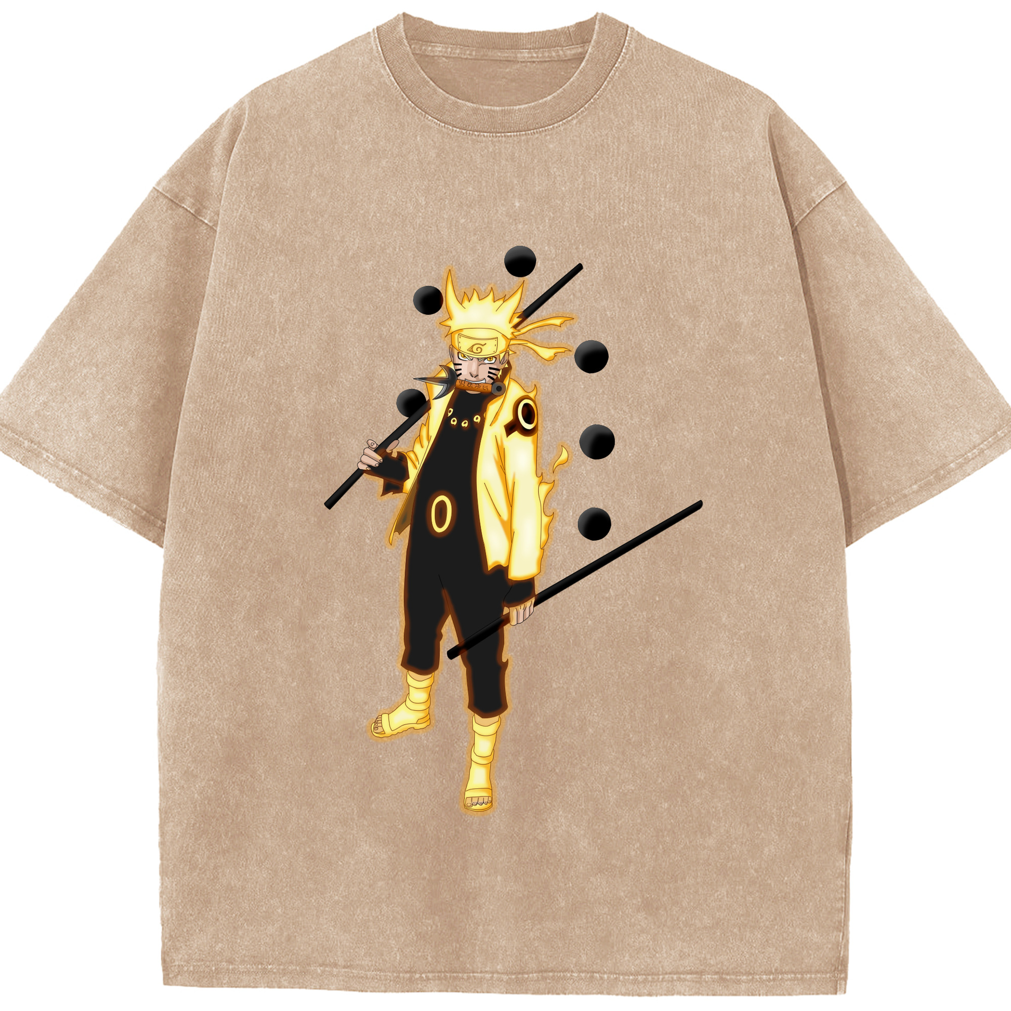 （画像用） NARUTO -ナルト- うずまき ナルト Uzumaki Naruto 綿100% ヴィンテージ風 半袖Tシャツ（フロントプリント）
