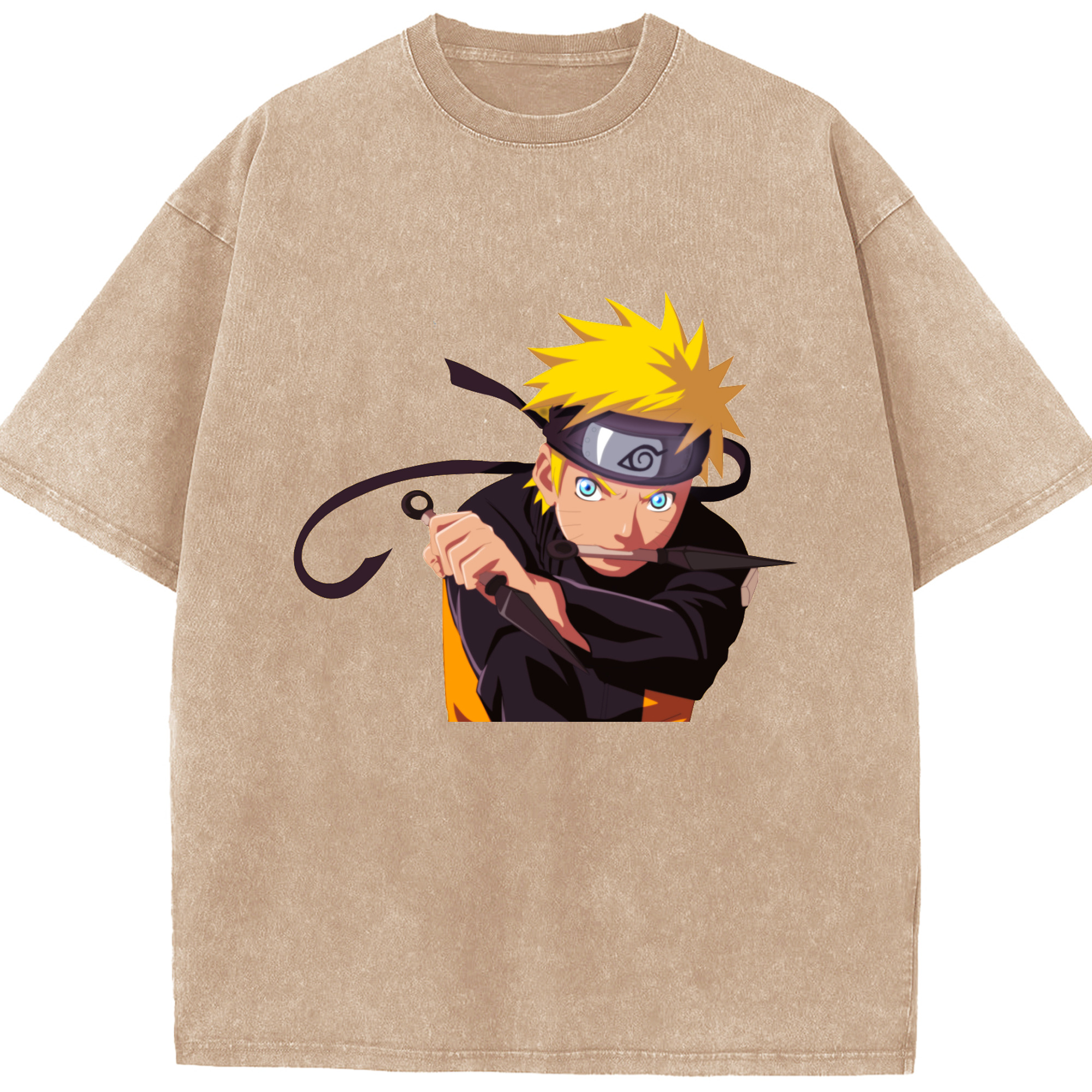 （画像用） NARUTO -ナルト- うずまき ナルト Uzumaki Naruto 綿100% ヴィンテージ風 半袖Tシャツ（フロントプリント）