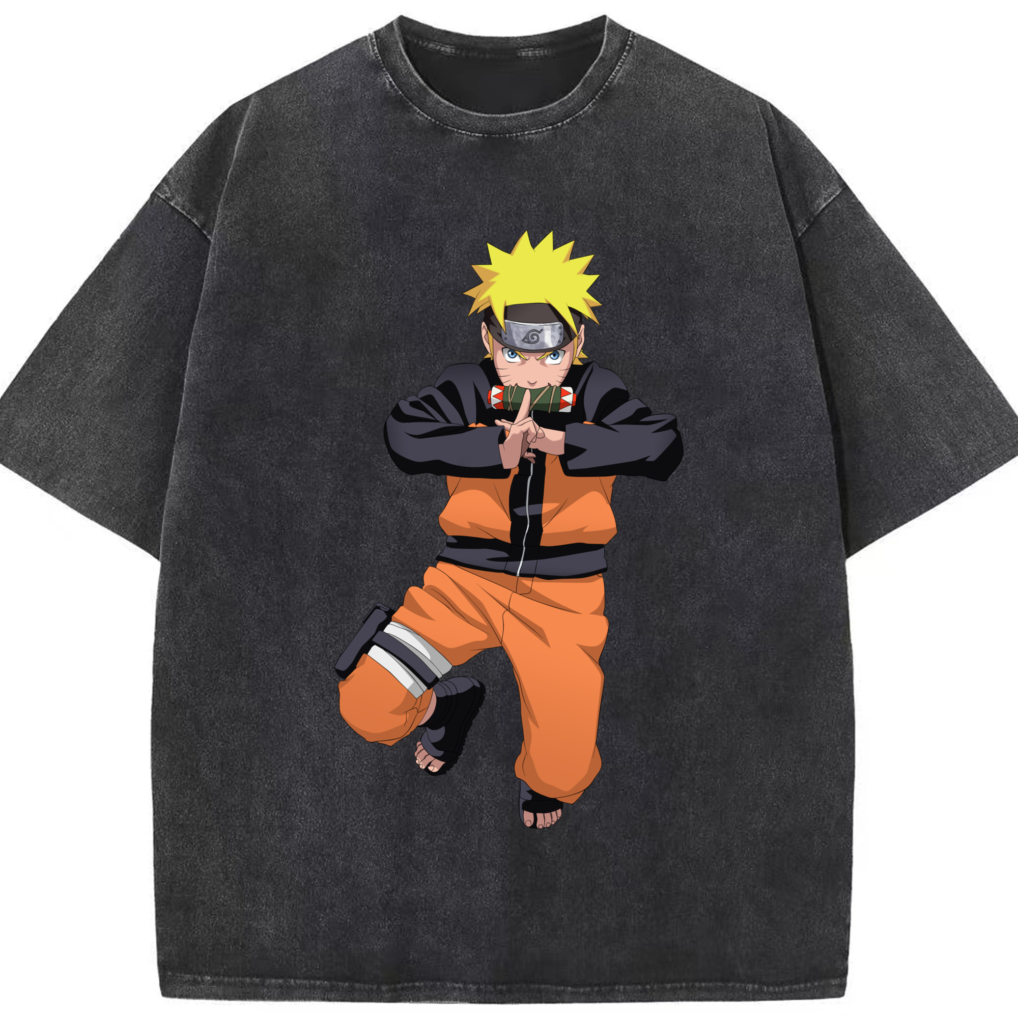（画像用） NARUTO -ナルト- うずまき ナルト Uzumaki Naruto 綿100% ヴィンテージ風 半袖Tシャツ（フロントプリント）