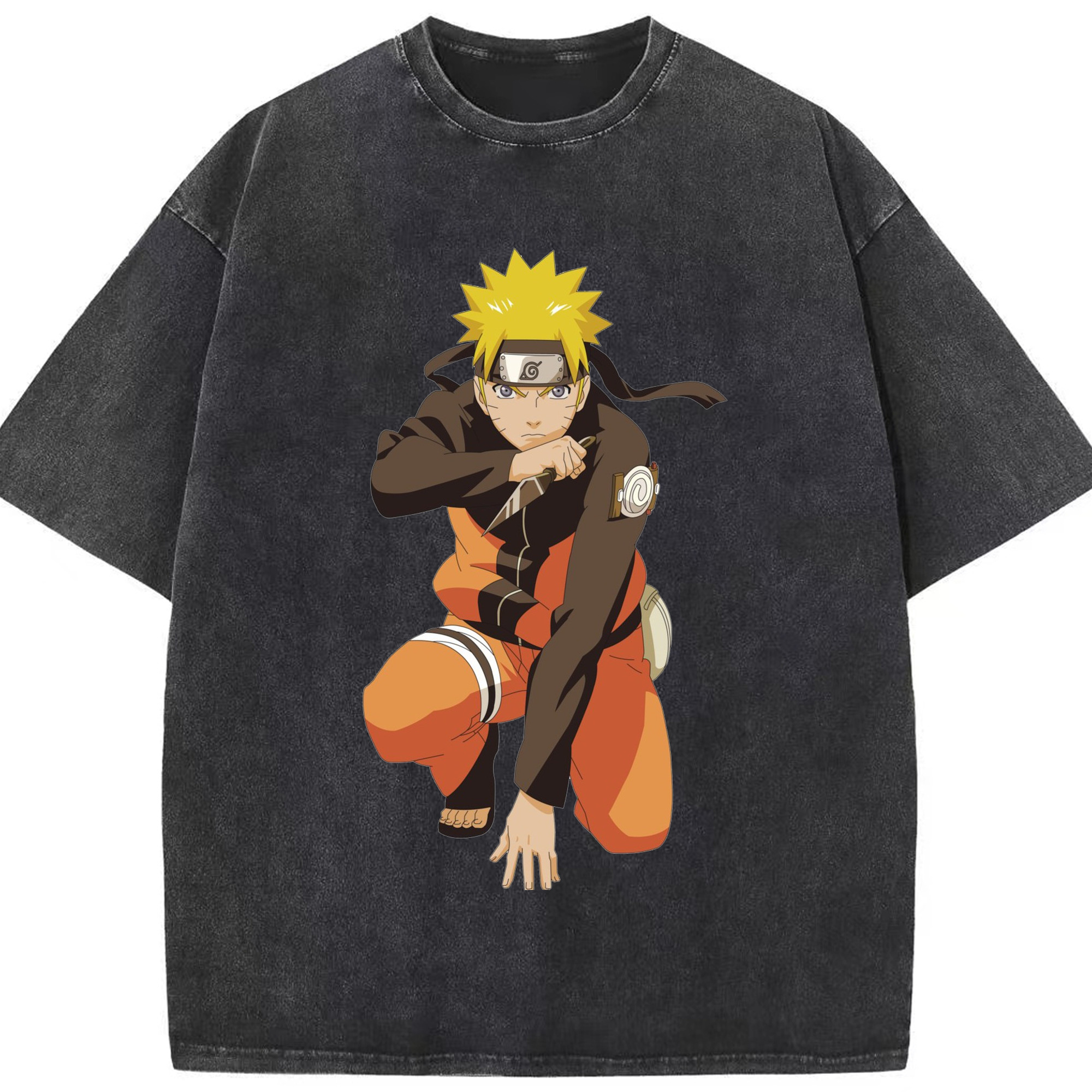 （画像用） NARUTO -ナルト- うずまき ナルト Uzumaki Naruto 綿100% ヴィンテージ風 半袖Tシャツ（フロントプリント）