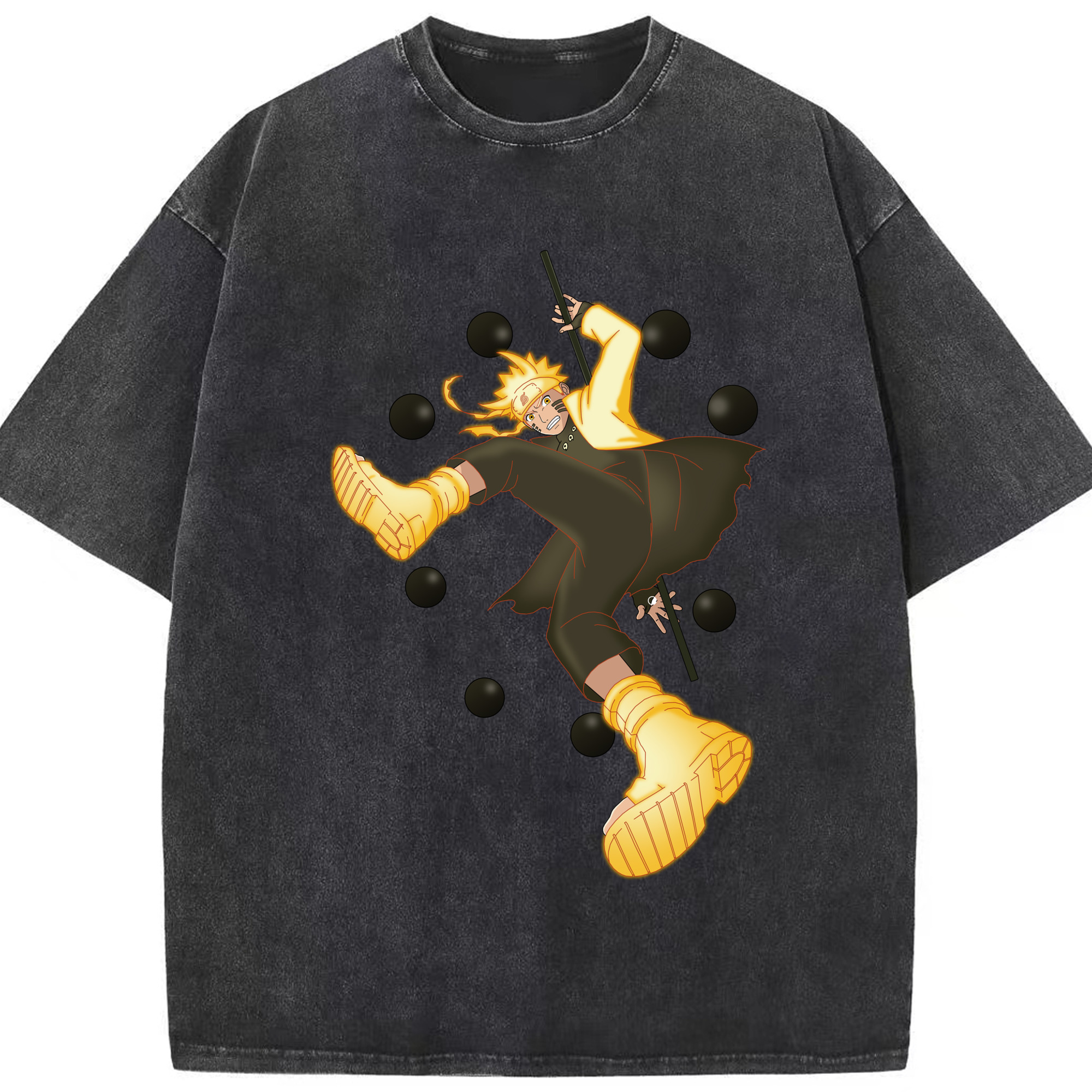 （画像用） NARUTO -ナルト- うずまき ナルト Uzumaki Naruto 綿100% ヴィンテージ風 半袖Tシャツ（フロントプリント）