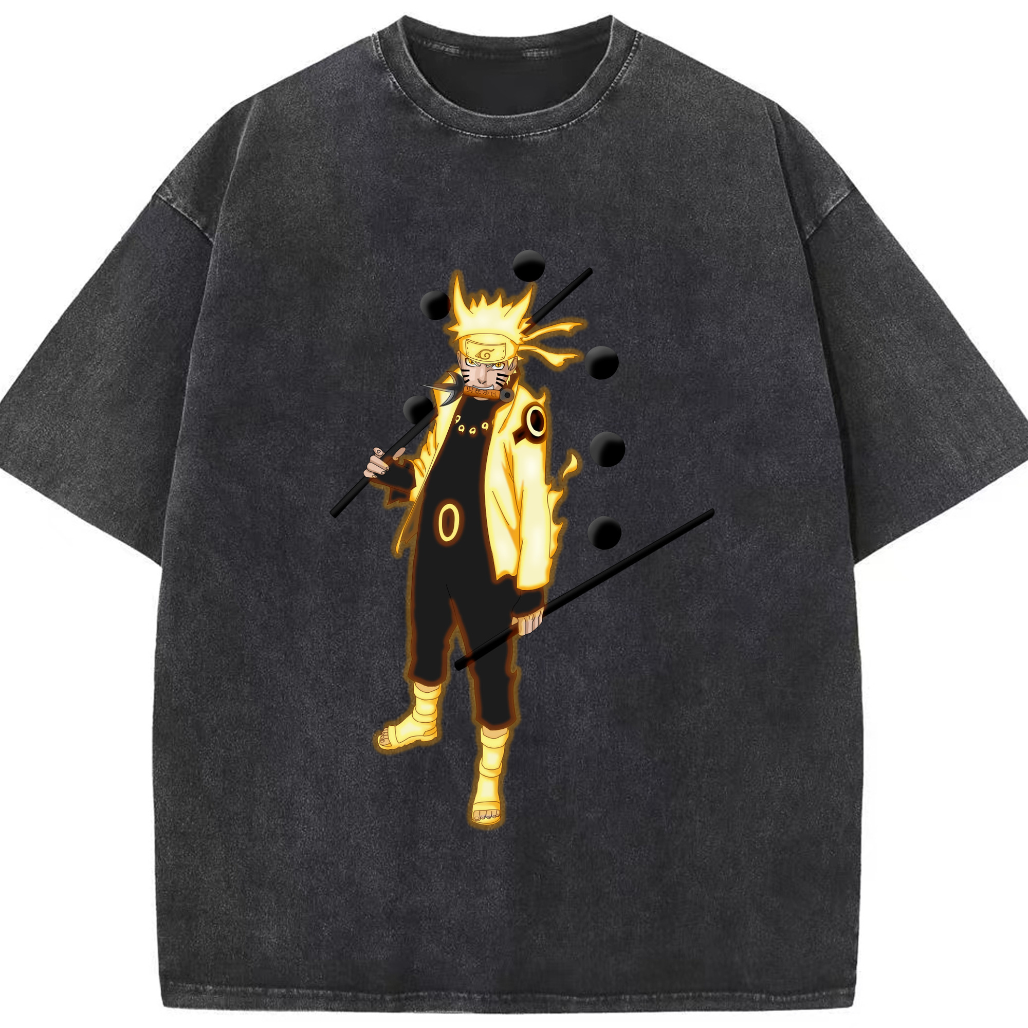 （画像用） NARUTO -ナルト- うずまき ナルト Uzumaki Naruto 綿100% ヴィンテージ風 半袖Tシャツ（フロントプリント）