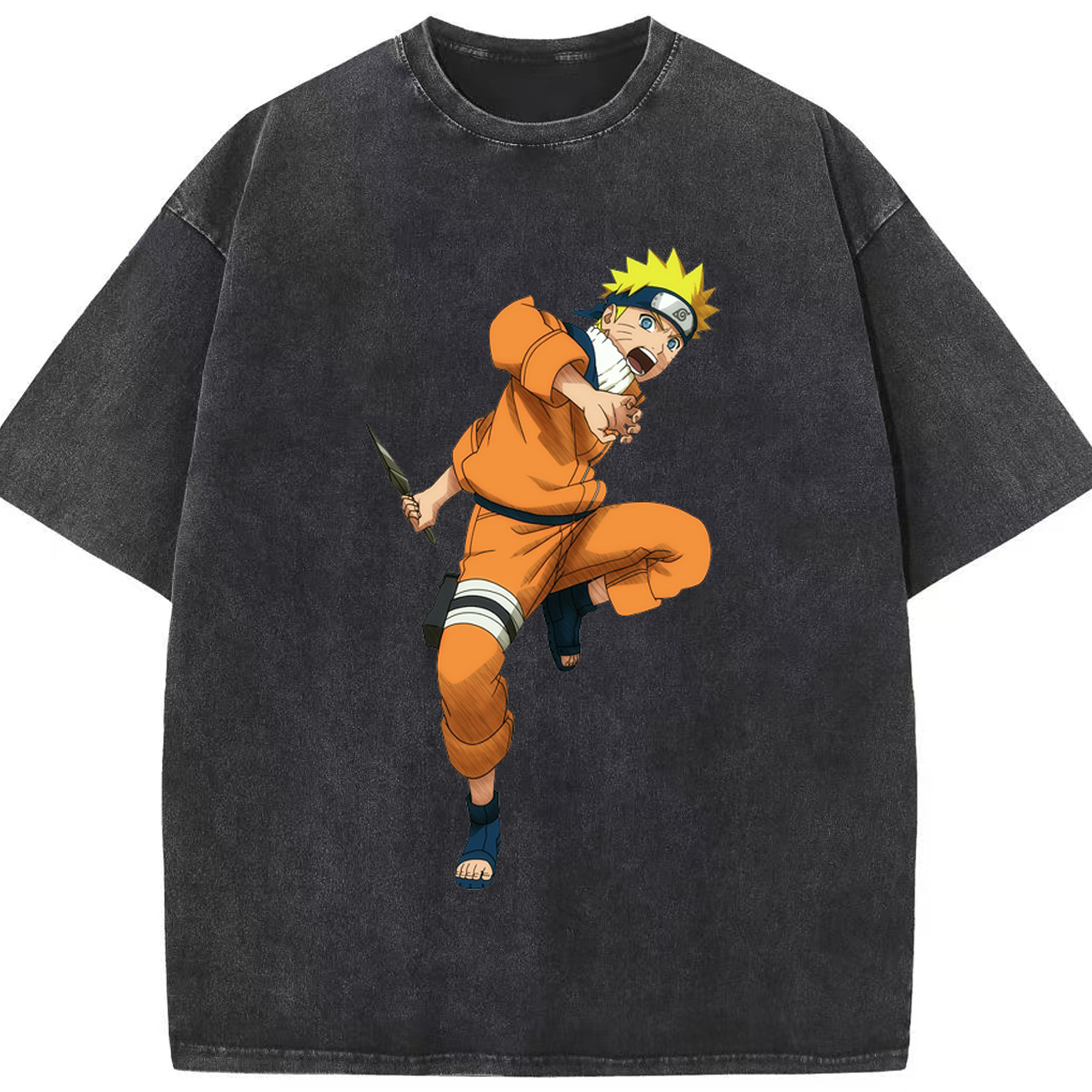 （画像用） NARUTO -ナルト- うずまき ナルト Uzumaki Naruto 綿100% ヴィンテージ風 半袖Tシャツ（フロントプリント）
