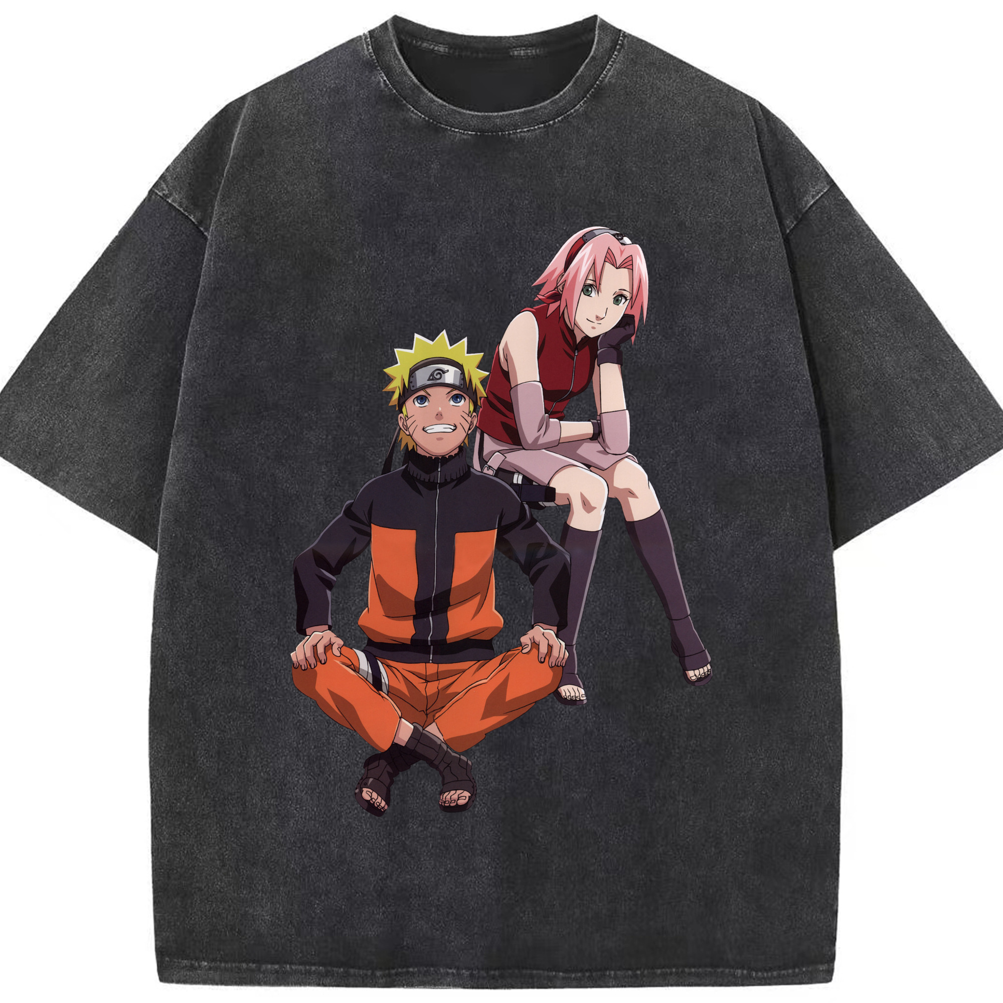 （画像用） NARUTO -ナルト- うずまき ナルト Uzumaki Naruto 綿100% ヴィンテージ風 半袖Tシャツ（フロントプリント）