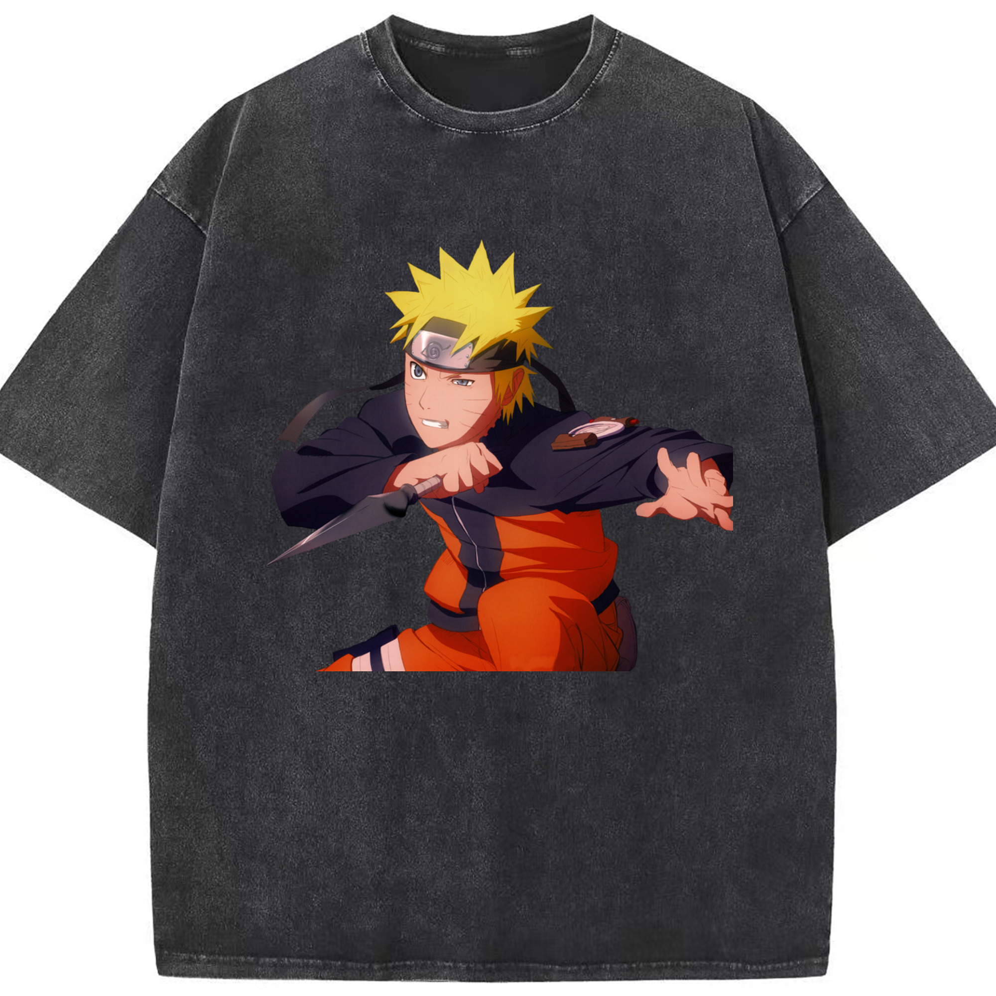 （画像用） NARUTO -ナルト- うずまき ナルト Uzumaki Naruto 綿100% ヴィンテージ風 半袖Tシャツ（フロントプリント）