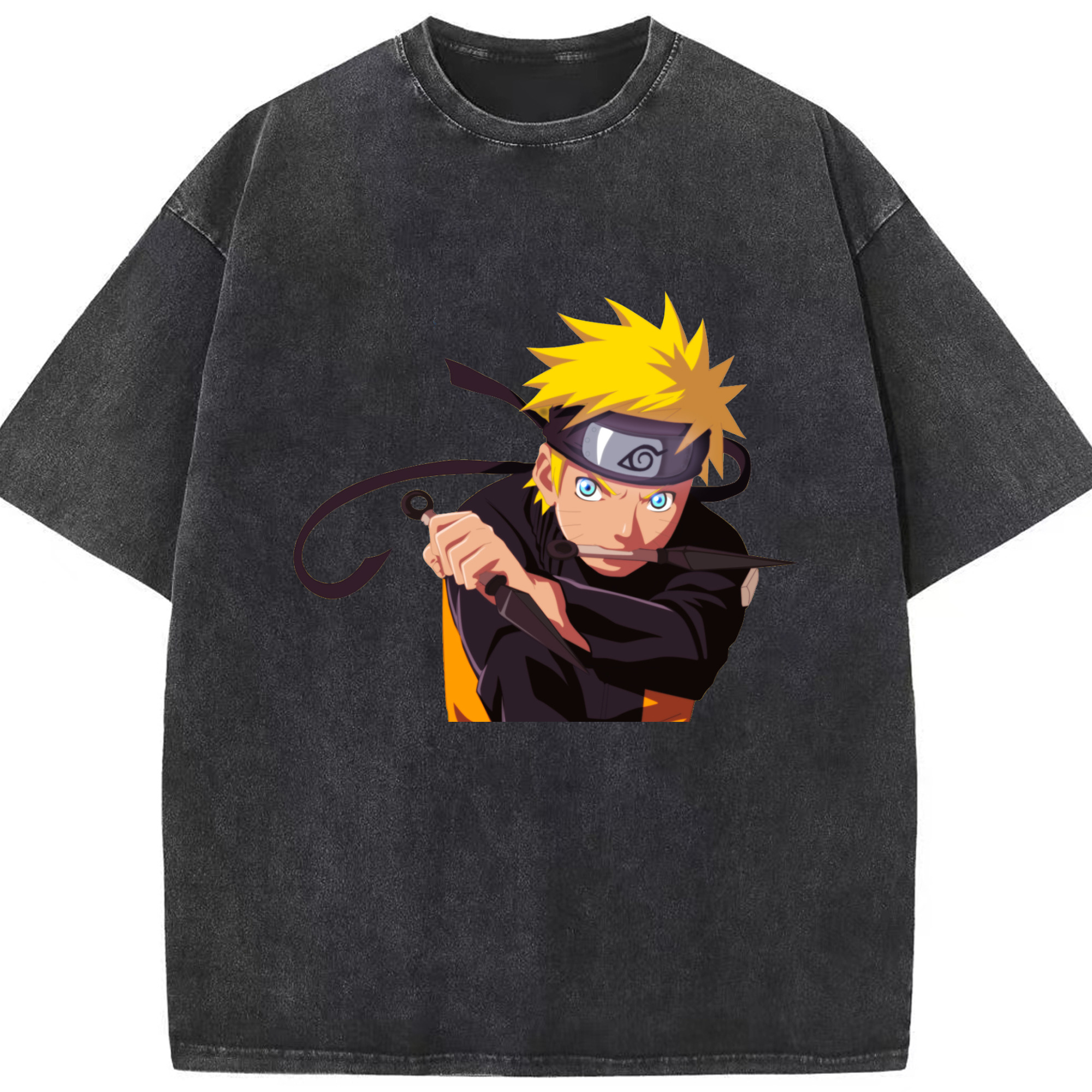 （画像用） NARUTO -ナルト- うずまき ナルト Uzumaki Naruto 綿100% ヴィンテージ風 半袖Tシャツ（フロントプリント）