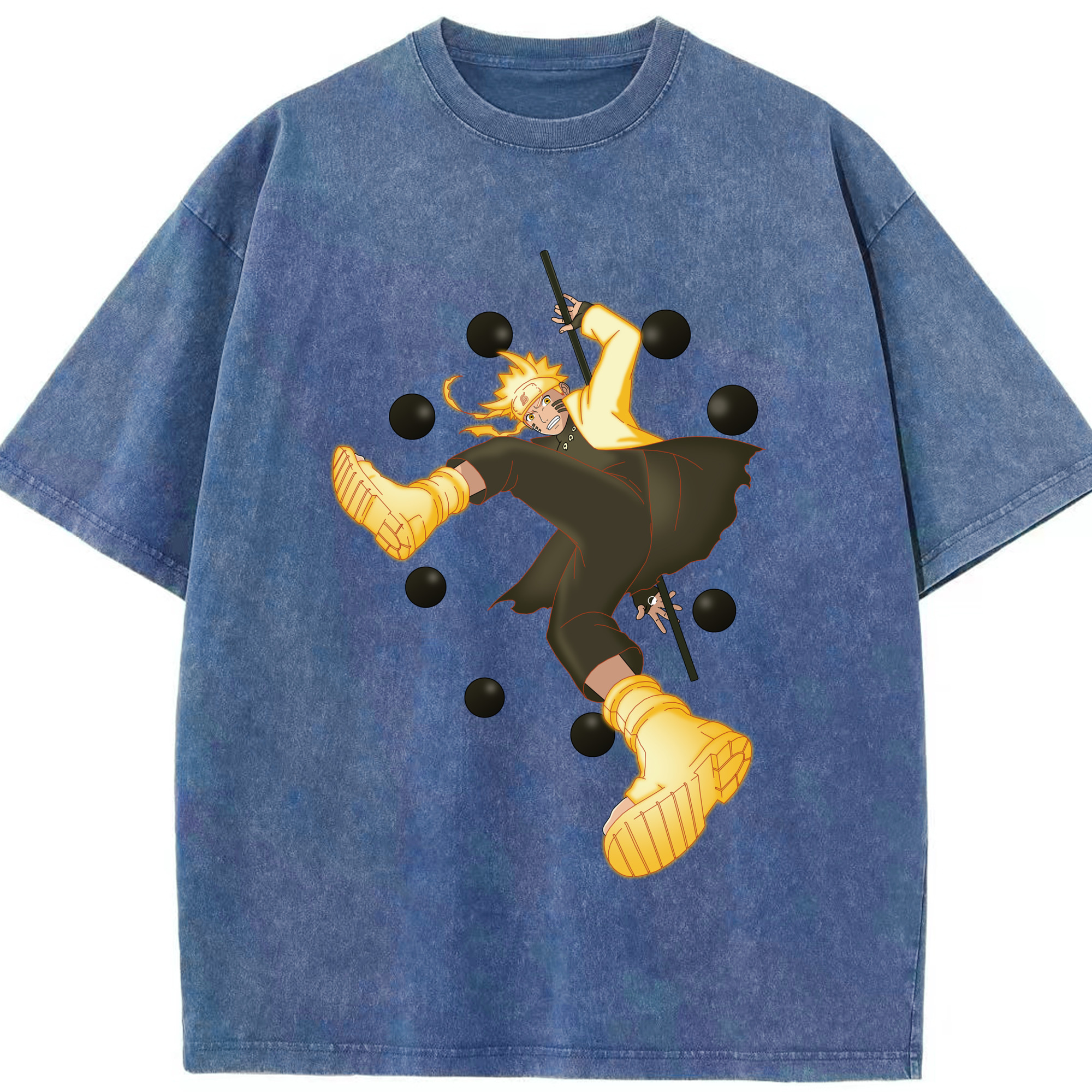 （画像用） NARUTO -ナルト- うずまき ナルト Uzumaki Naruto 綿100% ヴィンテージ風 半袖Tシャツ（フロントプリント）