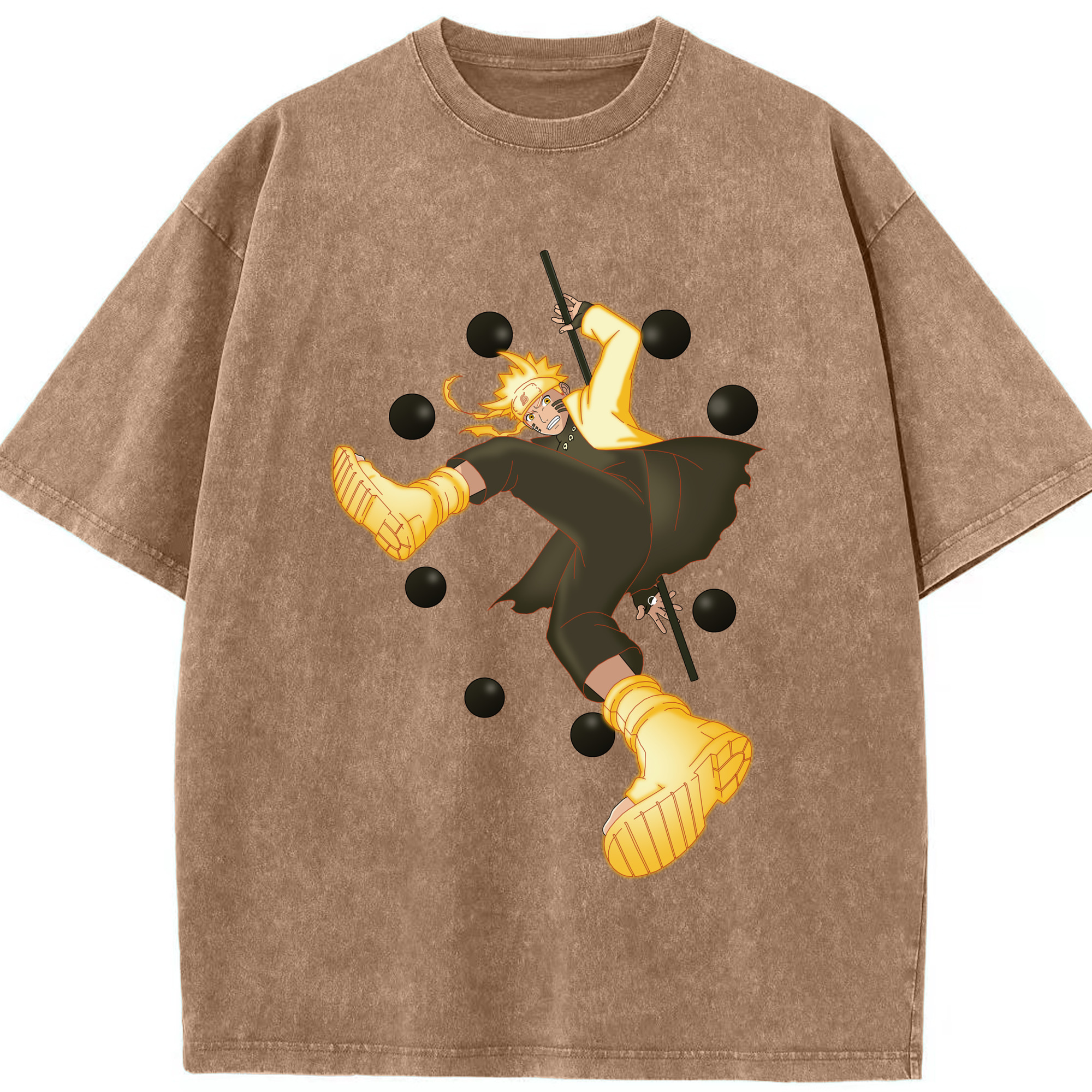 （画像用） NARUTO -ナルト- うずまき ナルト Uzumaki Naruto 綿100% ヴィンテージ風 半袖Tシャツ（フロントプリント）