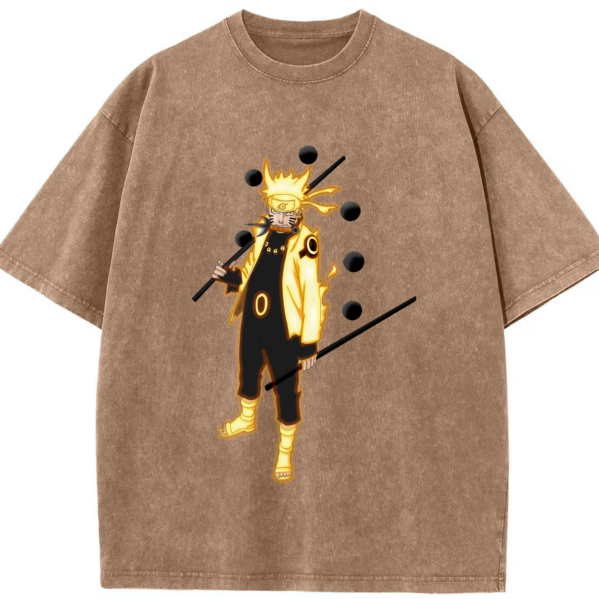 （画像用） NARUTO -ナルト- うずまき ナルト Uzumaki Naruto 綿100% ヴィンテージ風 半袖Tシャツ（フロントプリント）