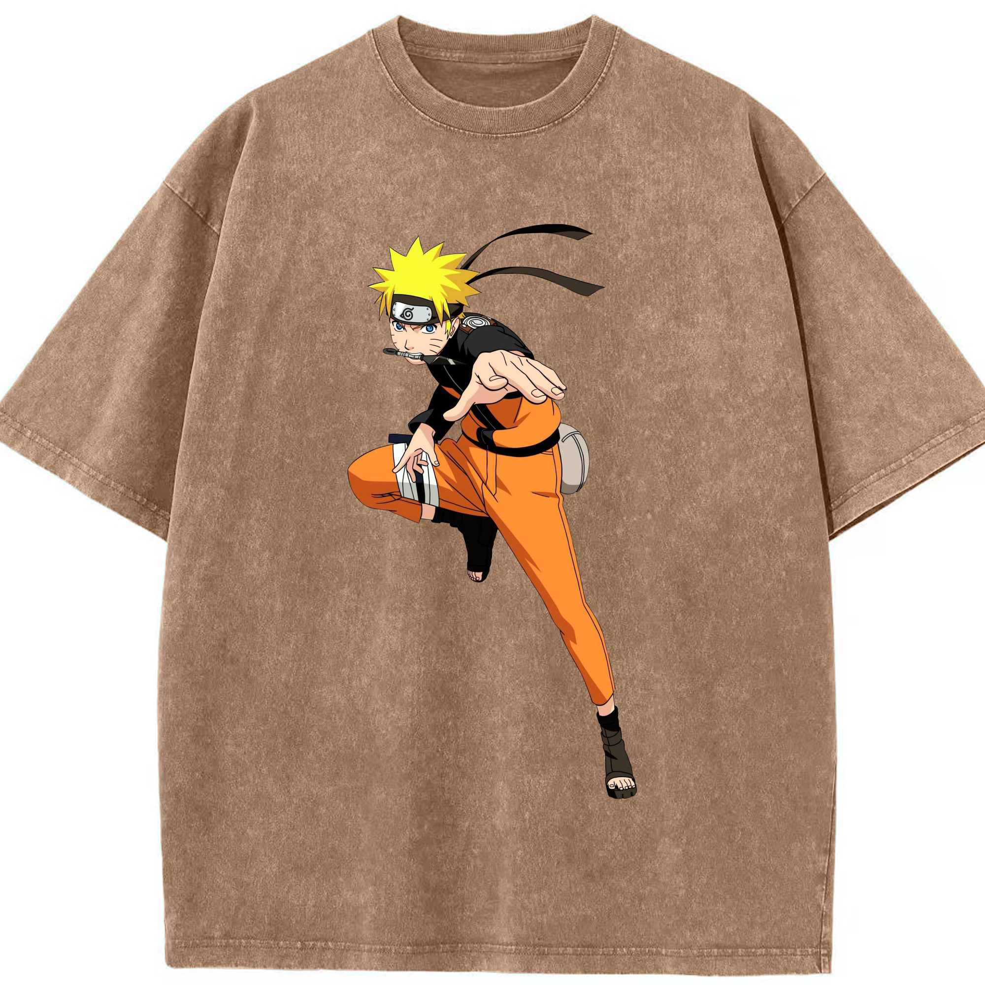 （画像用） NARUTO -ナルト- うずまき ナルト Uzumaki Naruto 綿100% ヴィンテージ風 半袖Tシャツ（フロントプリント）