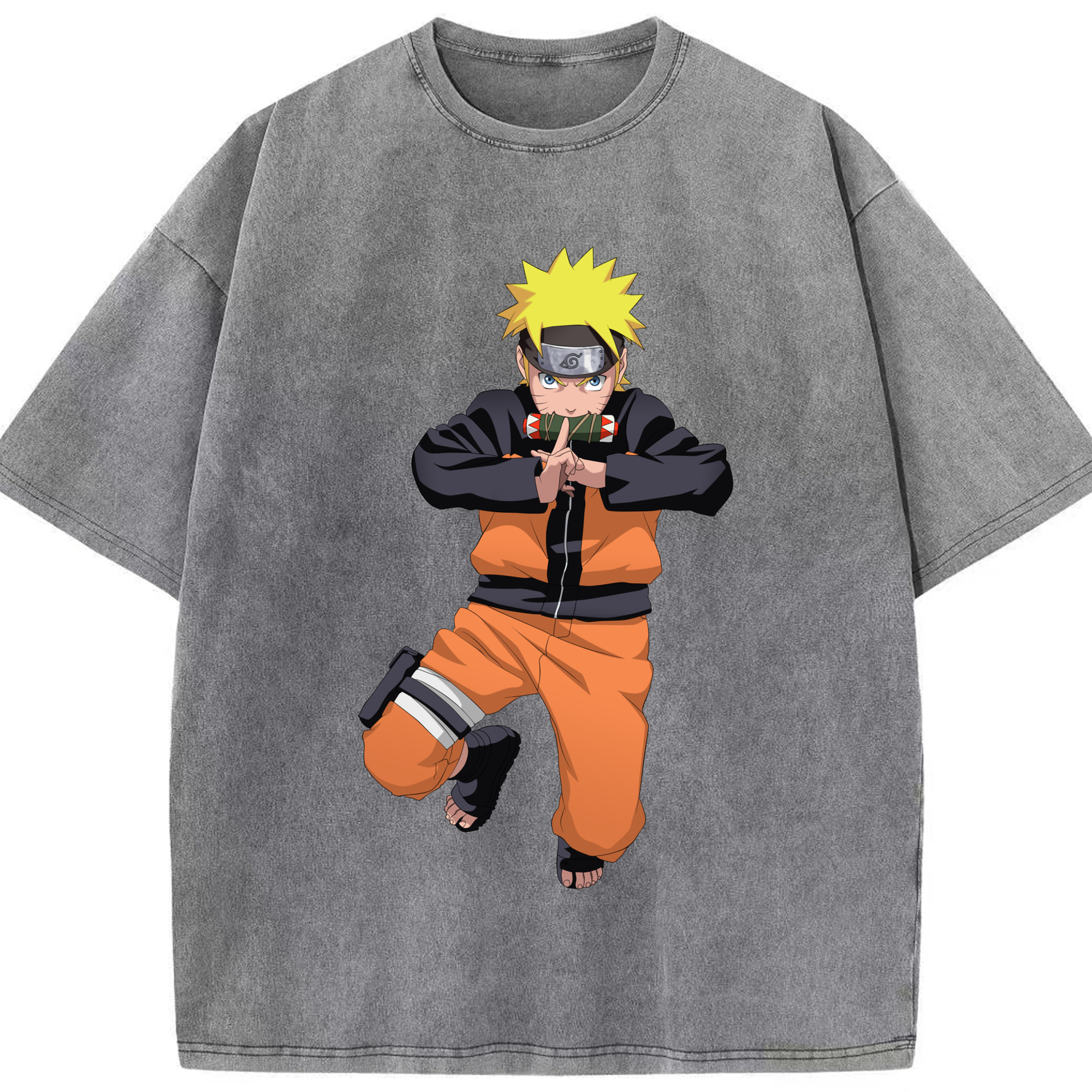 （画像用） NARUTO -ナルト- うずまき ナルト Uzumaki Naruto 綿100% ヴィンテージ風 半袖Tシャツ（フロントプリント）