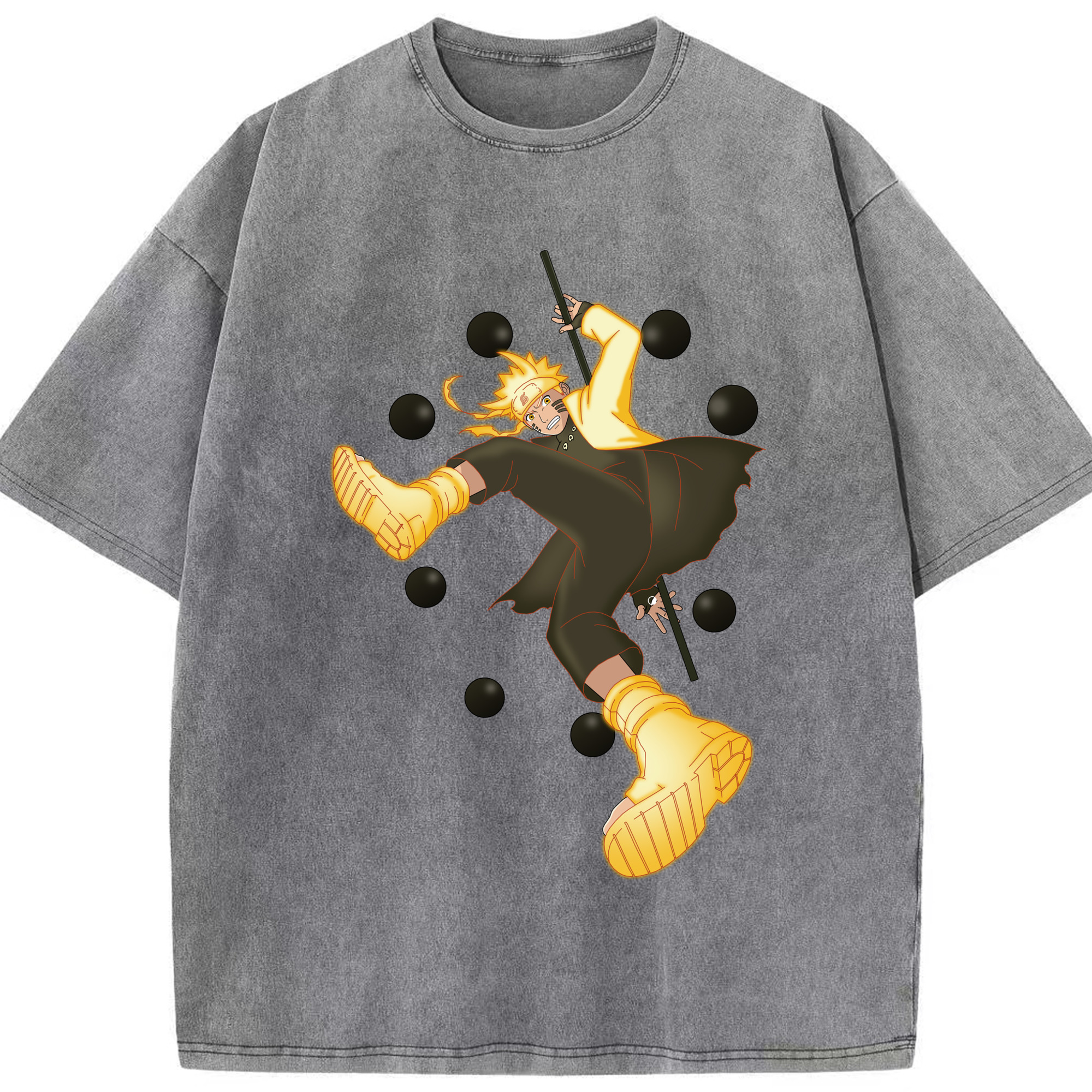 （画像用） NARUTO -ナルト- うずまき ナルト Uzumaki Naruto 綿100% ヴィンテージ風 半袖Tシャツ（フロントプリント）