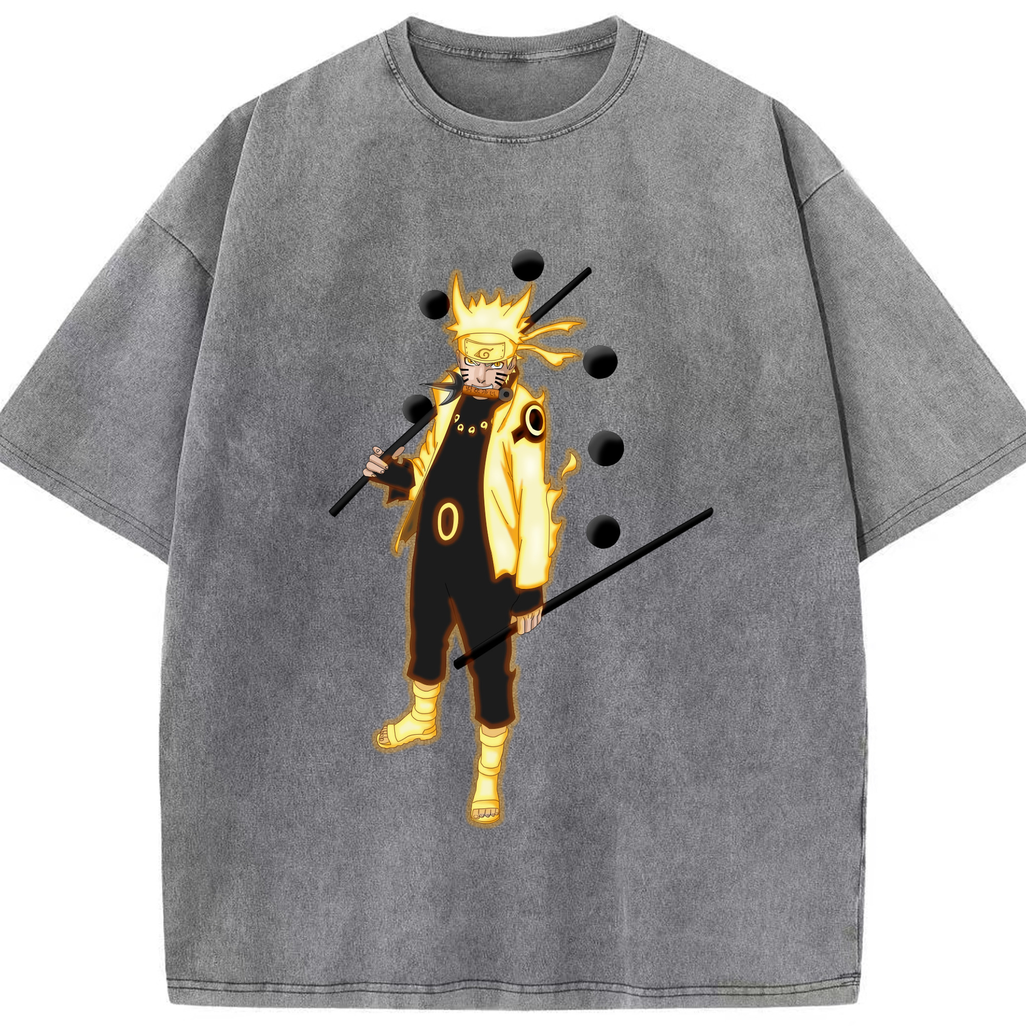 （画像用） NARUTO -ナルト- うずまき ナルト Uzumaki Naruto 綿100% ヴィンテージ風 半袖Tシャツ（フロントプリント）