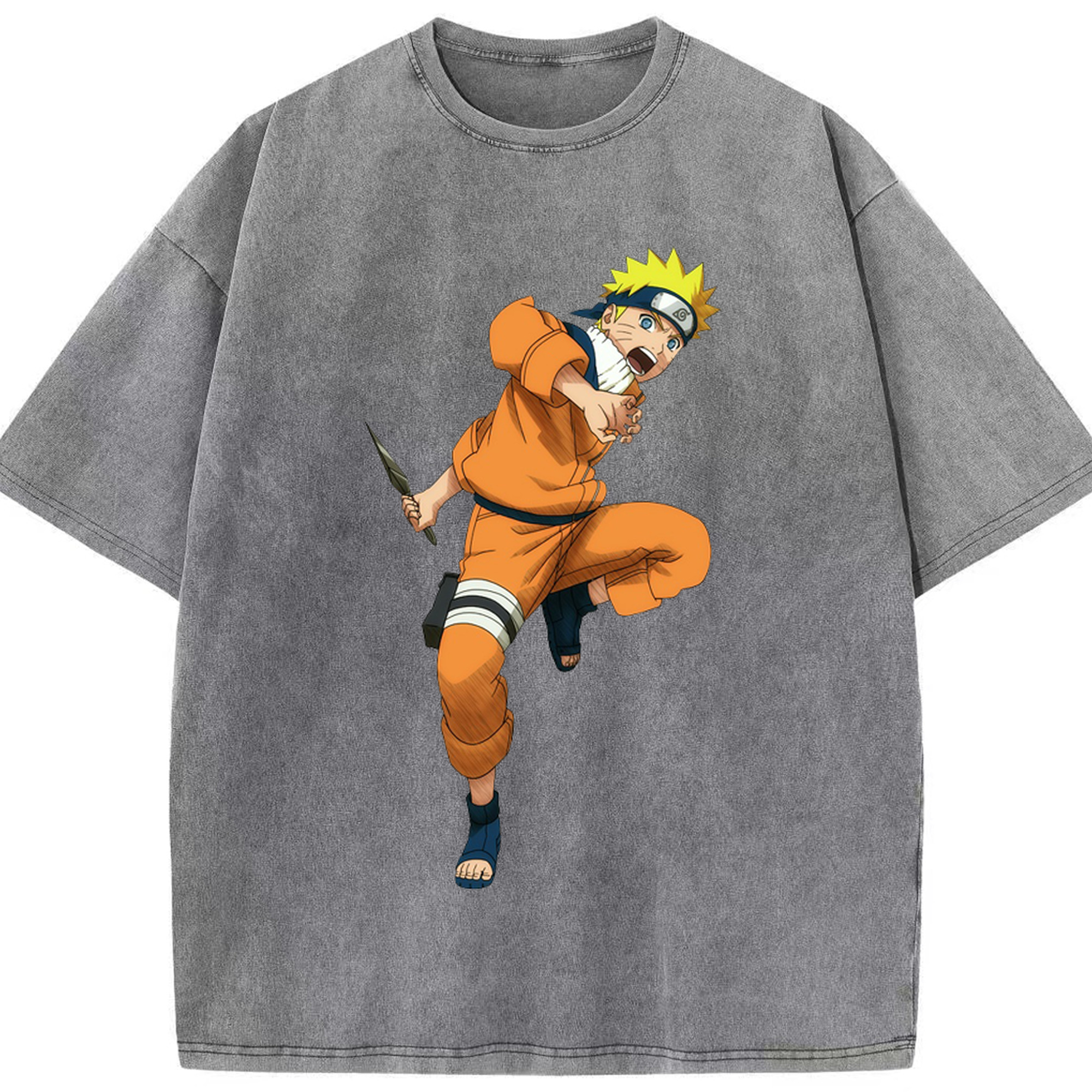 （画像用） NARUTO -ナルト- うずまき ナルト Uzumaki Naruto 綿100% ヴィンテージ風 半袖Tシャツ（フロントプリント）