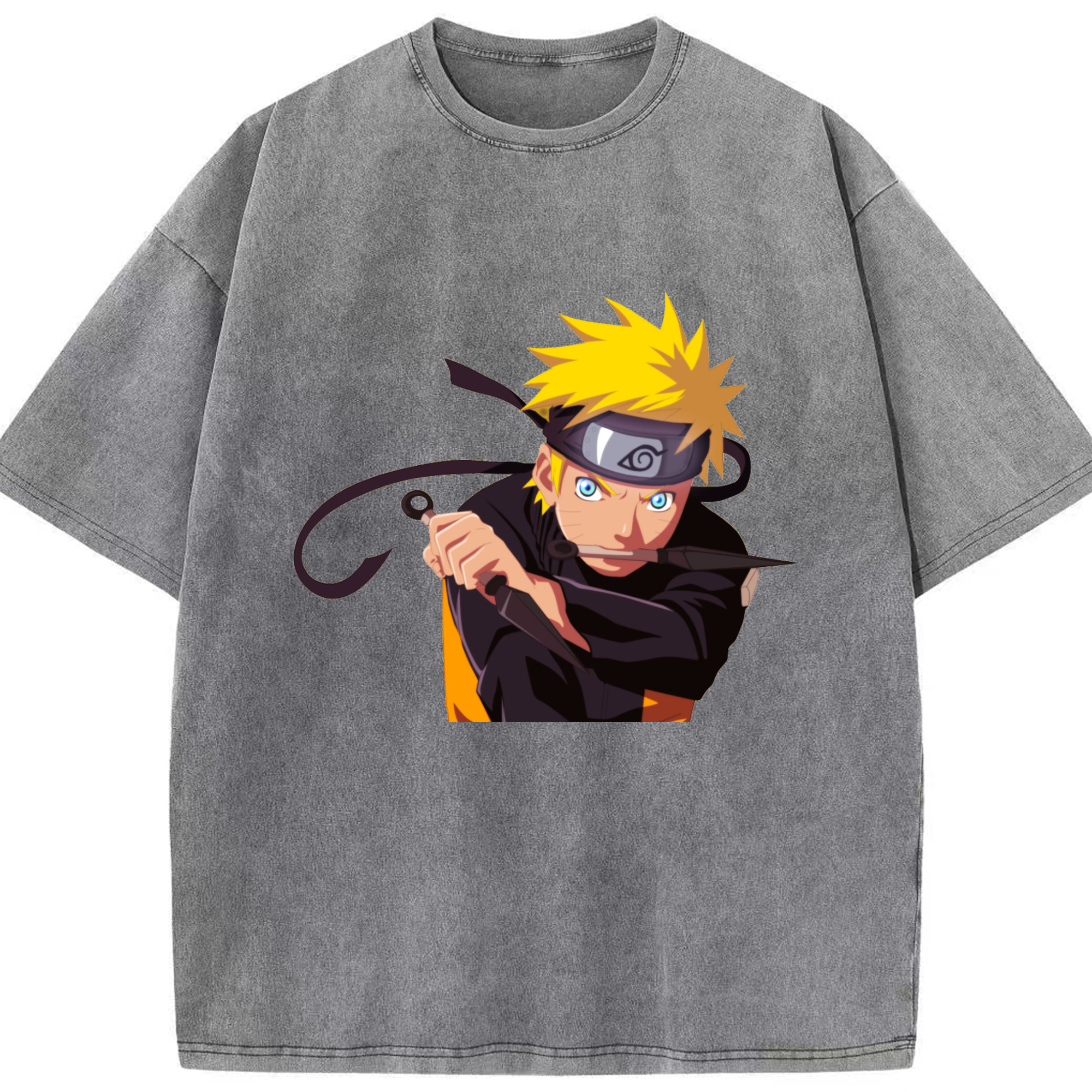 （画像用） NARUTO -ナルト- うずまき ナルト Uzumaki Naruto 綿100% ヴィンテージ風 半袖Tシャツ（フロントプリント）