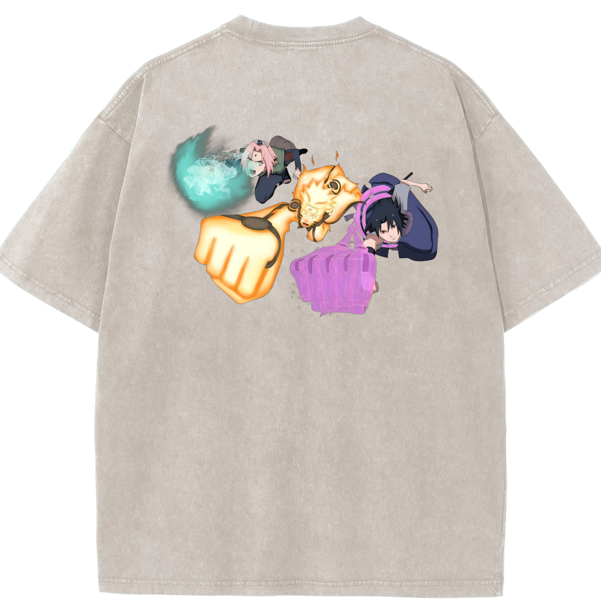 （画像用） NARUTO -ナルト- うずまき ナルト Uzumaki Naruto 綿100% ヴィンテージ風 半袖Tシャツ（背面プリント）