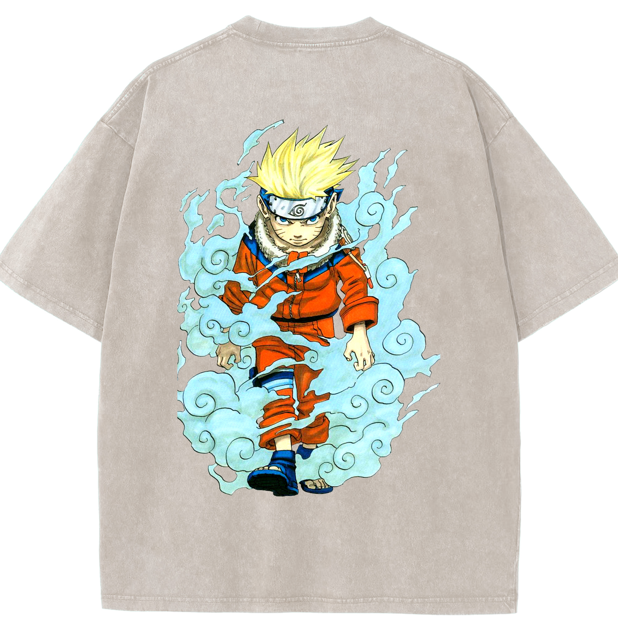 （画像用） NARUTO -ナルト- うずまき ナルト Uzumaki Naruto 綿100% ヴィンテージ風 半袖Tシャツ（背面プリント）