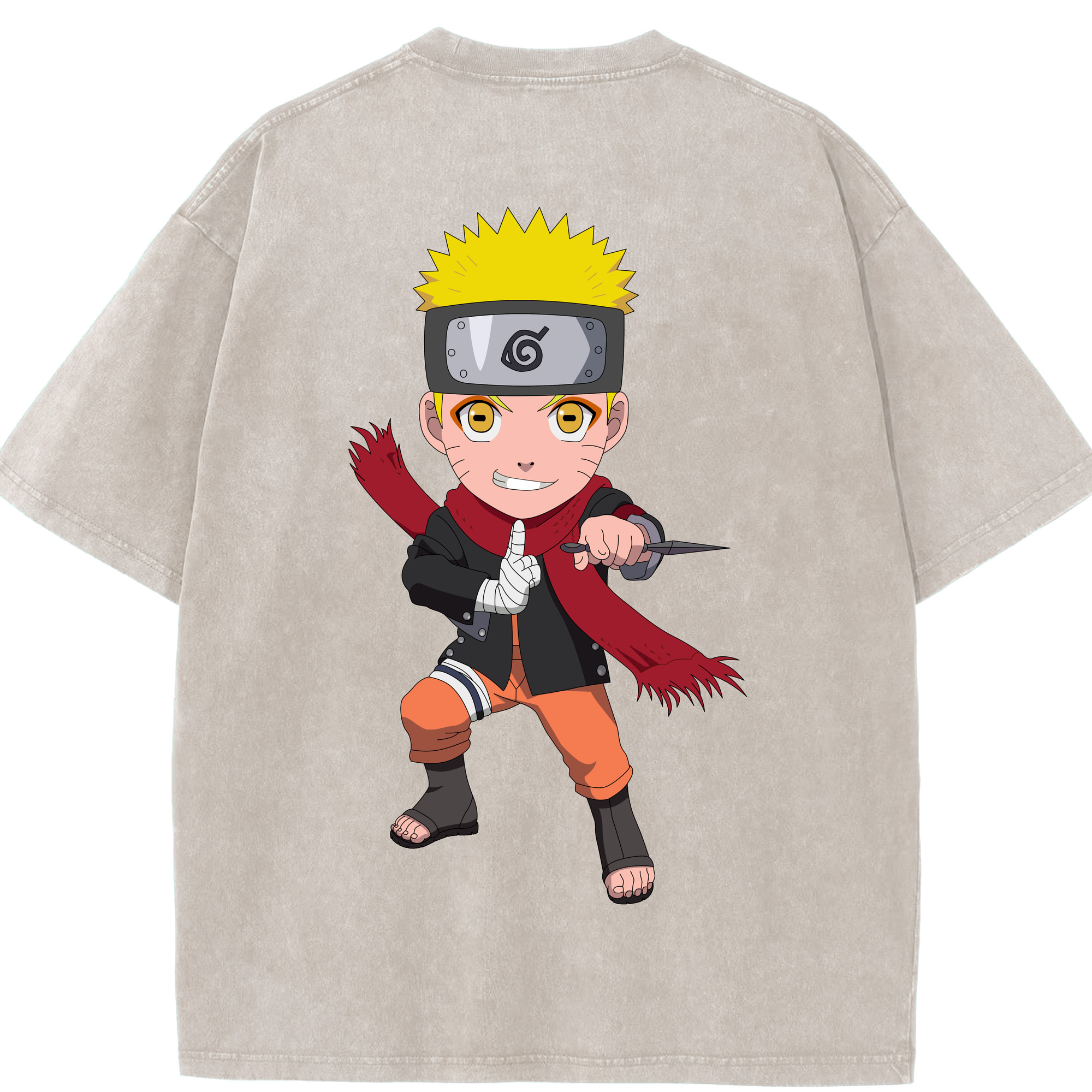 （画像用） NARUTO -ナルト- うずまき ナルト Uzumaki Naruto 綿100% ヴィンテージ風 半袖Tシャツ（背面プリント）