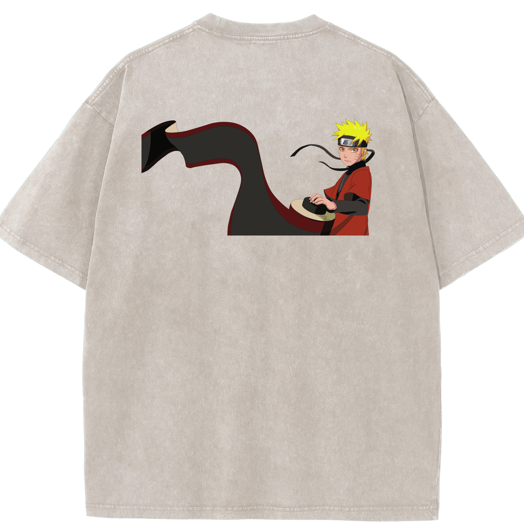 （画像用） NARUTO -ナルト- うずまき ナルト Uzumaki Naruto 綿100% ヴィンテージ風 半袖Tシャツ（背面プリント）