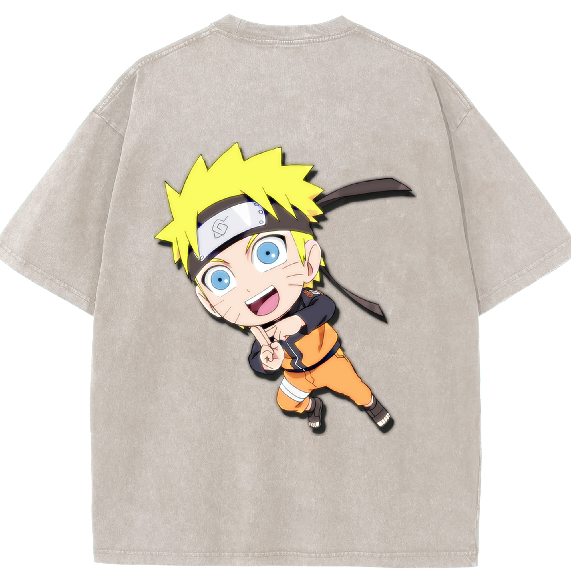 （画像用） NARUTO -ナルト- うずまき ナルト Uzumaki Naruto 綿100% ヴィンテージ風 半袖Tシャツ（背面プリント）