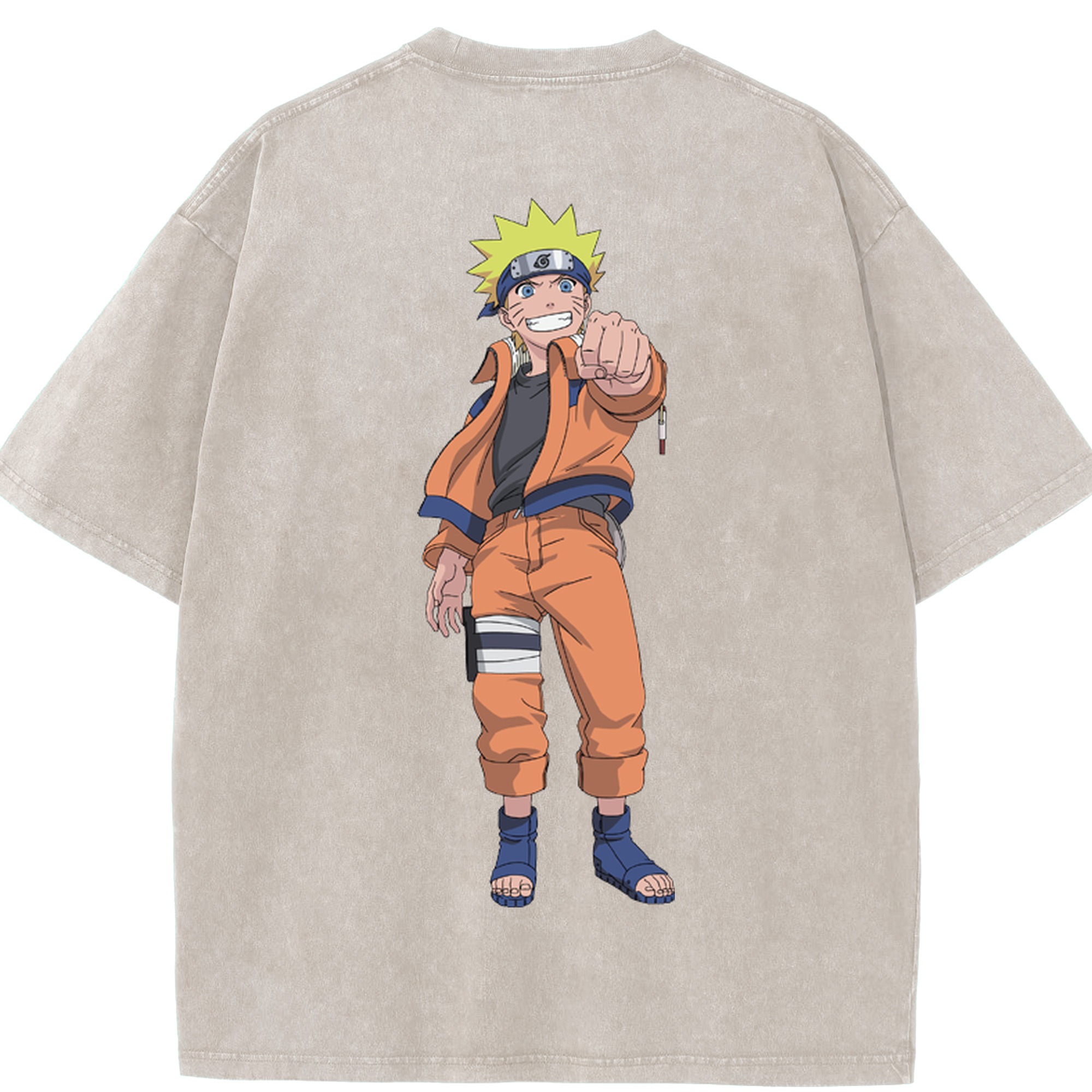（画像用） NARUTO -ナルト- うずまき ナルト Uzumaki Naruto 綿100% ヴィンテージ風 半袖Tシャツ（背面プリント）