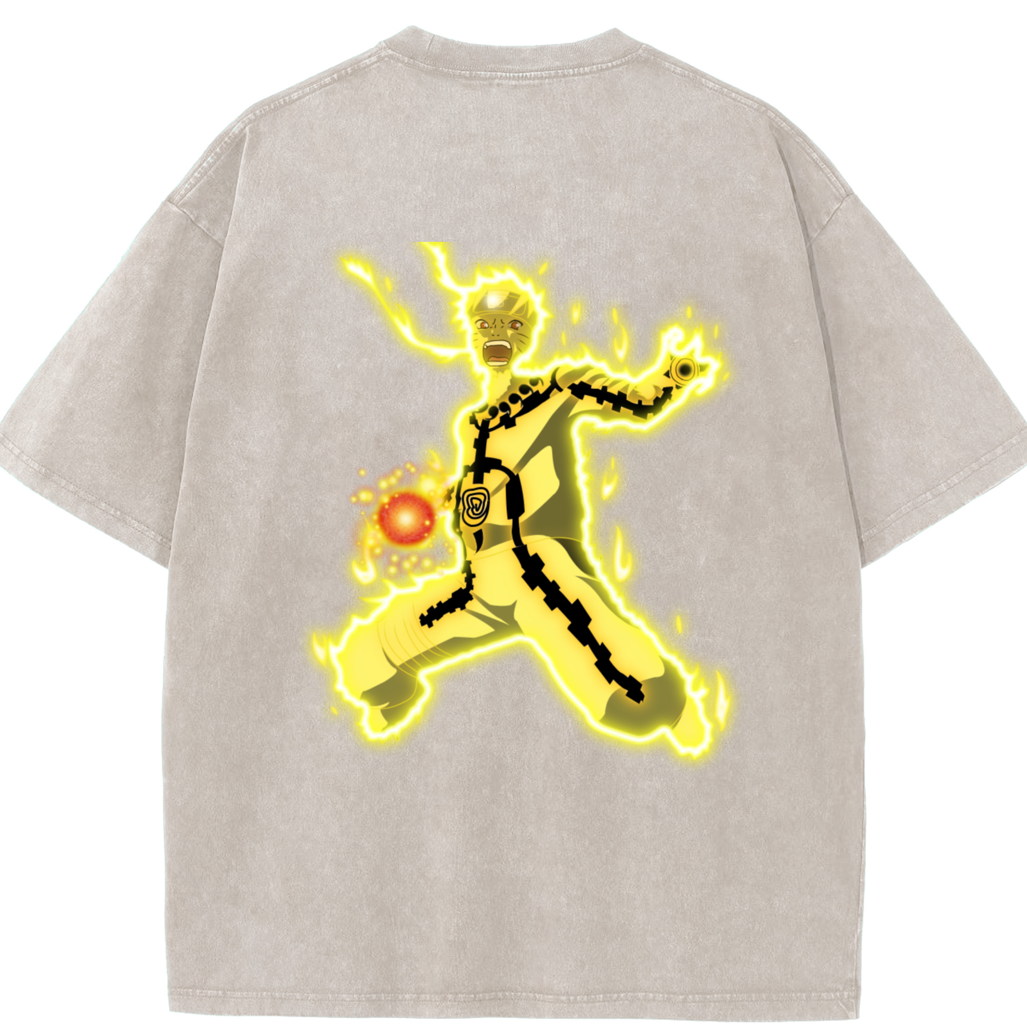 （画像用） NARUTO -ナルト- うずまき ナルト Uzumaki Naruto 綿100% ヴィンテージ風 半袖Tシャツ（背面プリント）