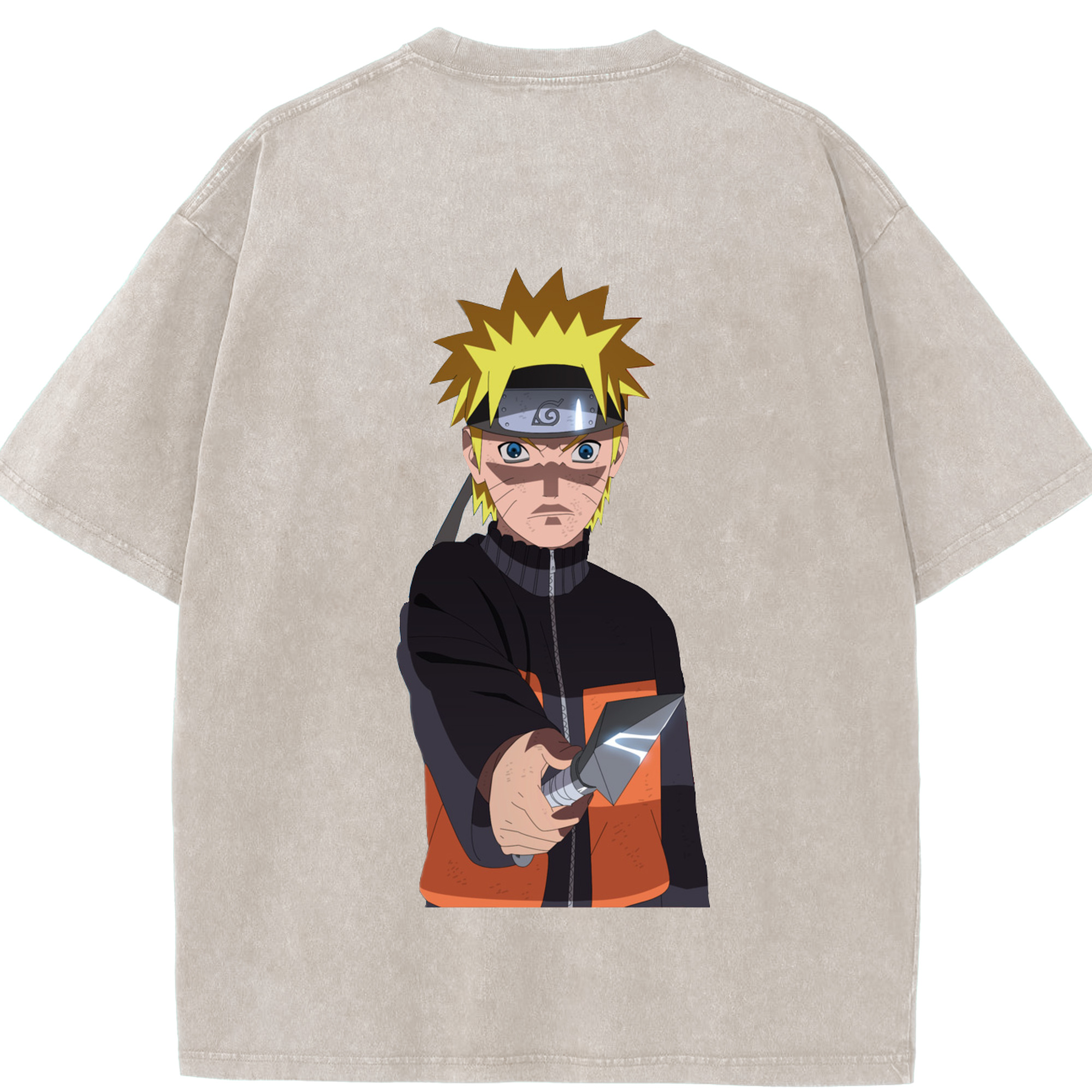 （画像用） NARUTO -ナルト- うずまき ナルト Uzumaki Naruto 綿100% ヴィンテージ風 半袖Tシャツ（背面プリント）