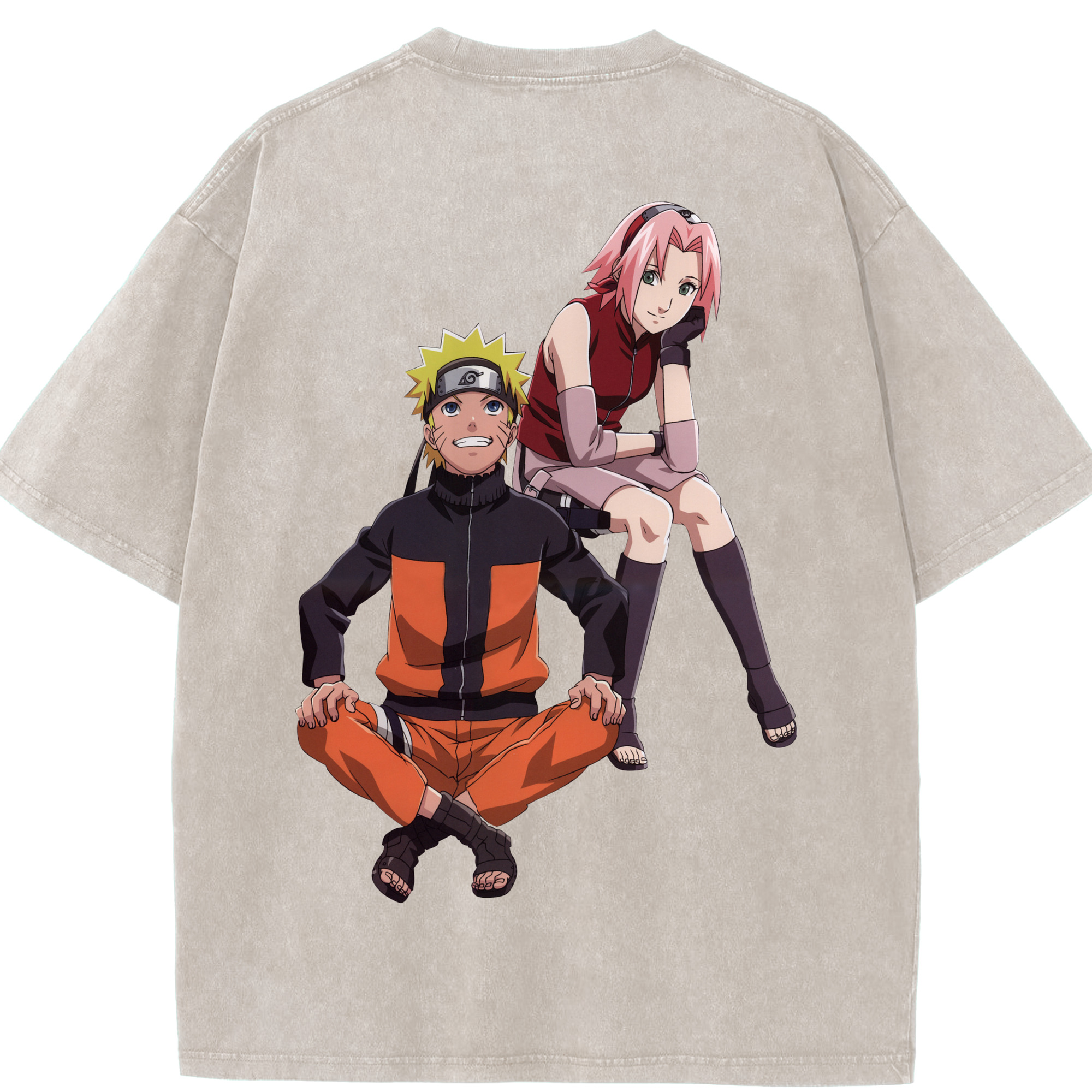 （画像用） NARUTO -ナルト- うずまき ナルト Uzumaki Naruto 綿100% ヴィンテージ風 半袖Tシャツ（背面プリント）