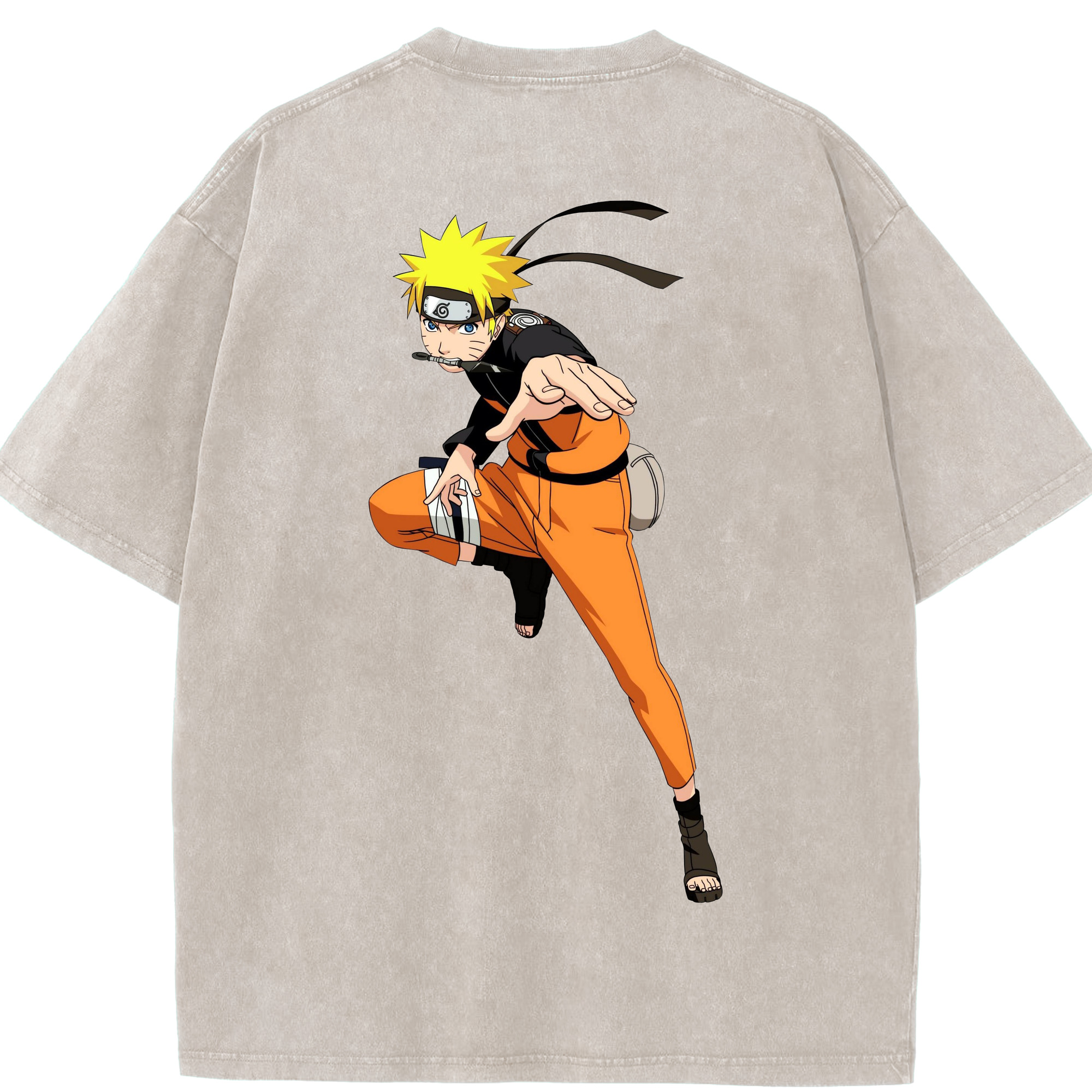 （画像用） NARUTO -ナルト- うずまき ナルト Uzumaki Naruto 綿100% ヴィンテージ風 半袖Tシャツ（背面プリント）