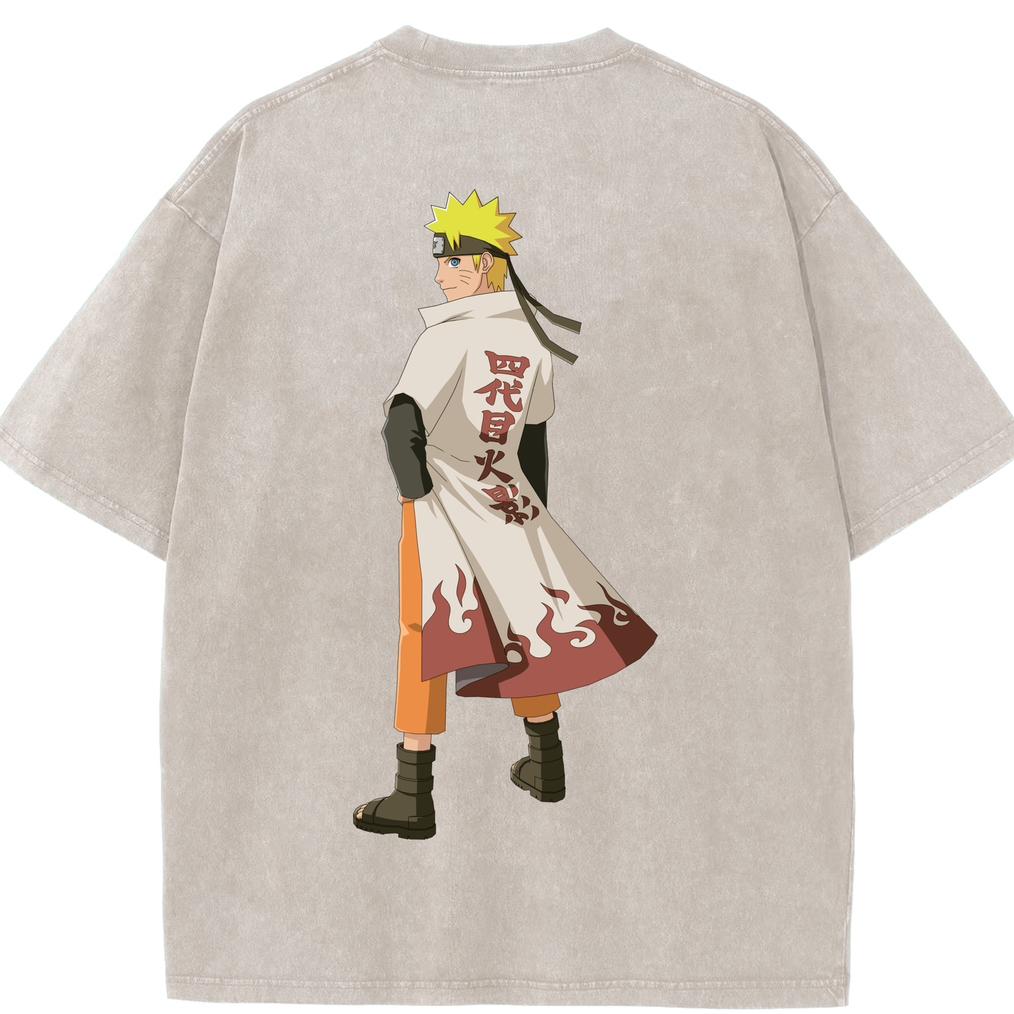 （画像用） NARUTO -ナルト- うずまき ナルト Uzumaki Naruto 綿100% ヴィンテージ風 半袖Tシャツ（背面プリント）