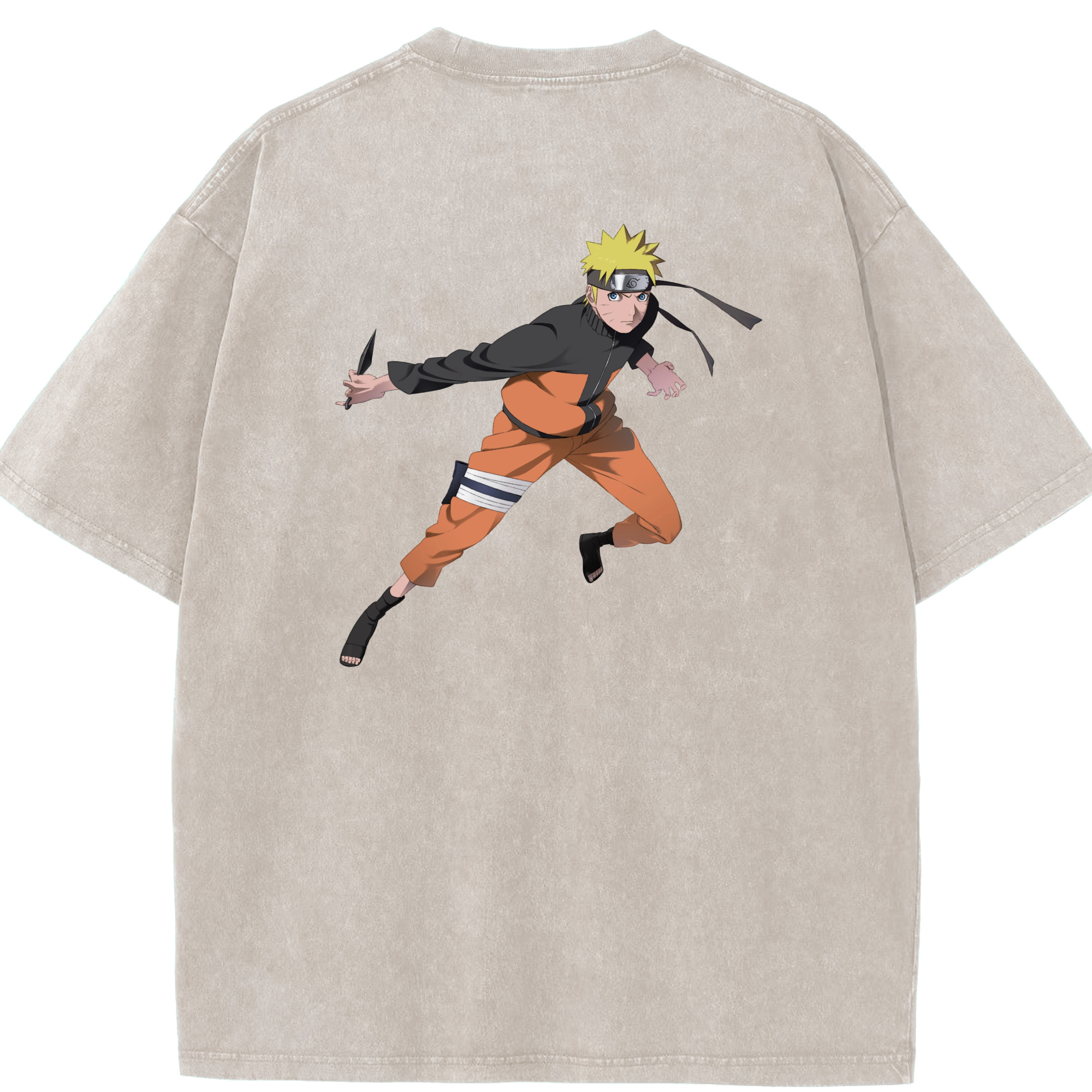 （画像用） NARUTO -ナルト- うずまき ナルト Uzumaki Naruto 綿100% ヴィンテージ風 半袖Tシャツ（背面プリント）