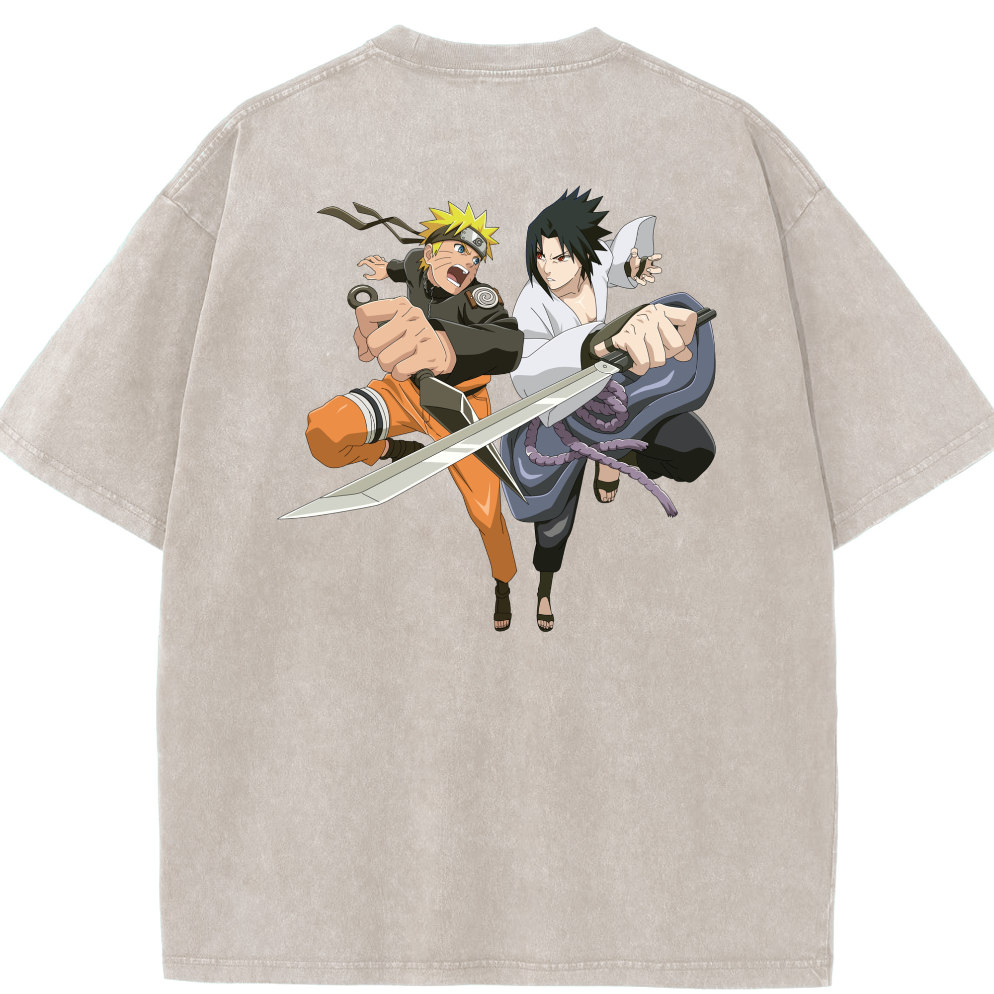 （画像用） NARUTO -ナルト- うずまき ナルト Uzumaki Naruto 綿100% ヴィンテージ風 半袖Tシャツ（背面プリント）