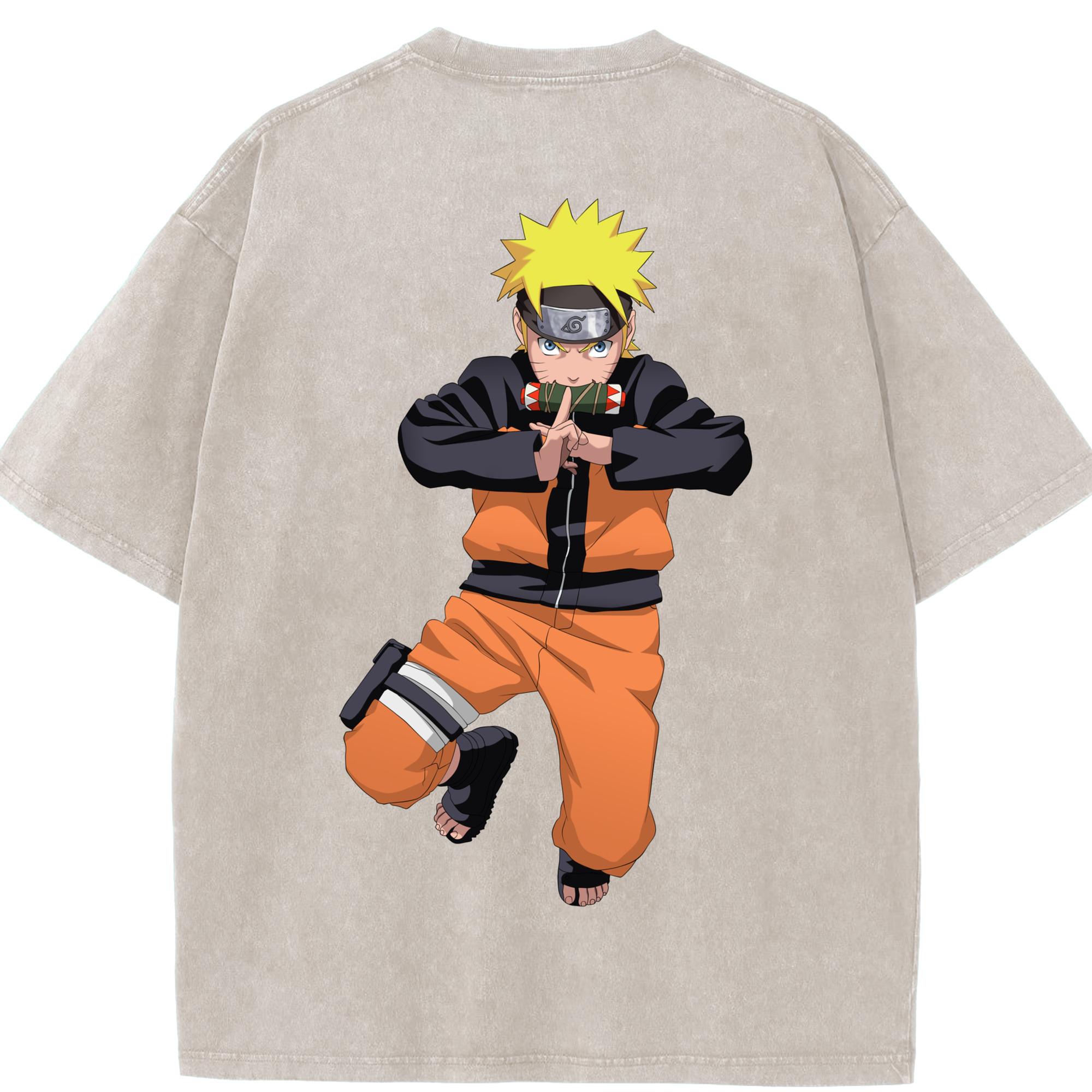 （画像用） NARUTO -ナルト- うずまき ナルト Uzumaki Naruto 綿100% ヴィンテージ風 半袖Tシャツ（背面プリント）