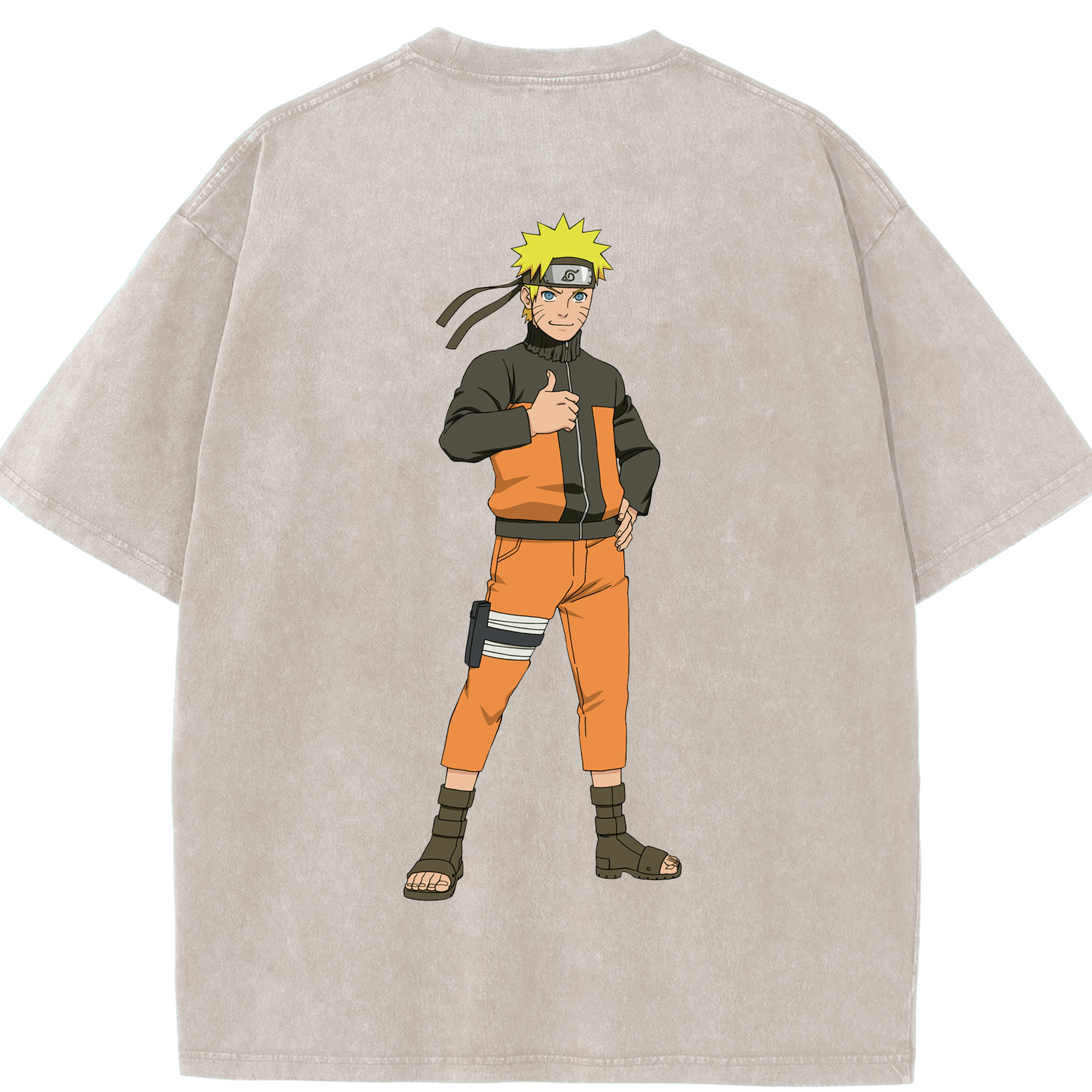 （画像用） NARUTO -ナルト- うずまき ナルト Uzumaki Naruto 綿100% ヴィンテージ風 半袖Tシャツ（背面プリント）
