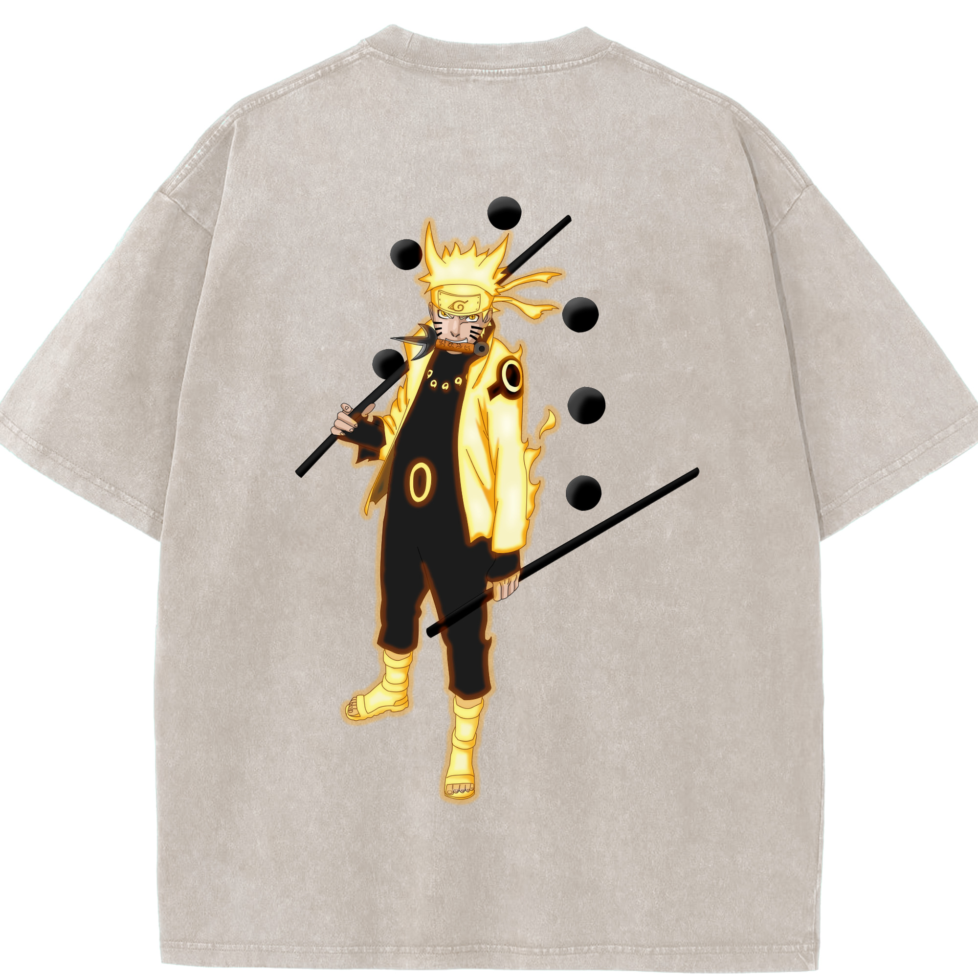 （画像用） NARUTO -ナルト- うずまき ナルト Uzumaki Naruto 綿100% ヴィンテージ風 半袖Tシャツ（背面プリント）