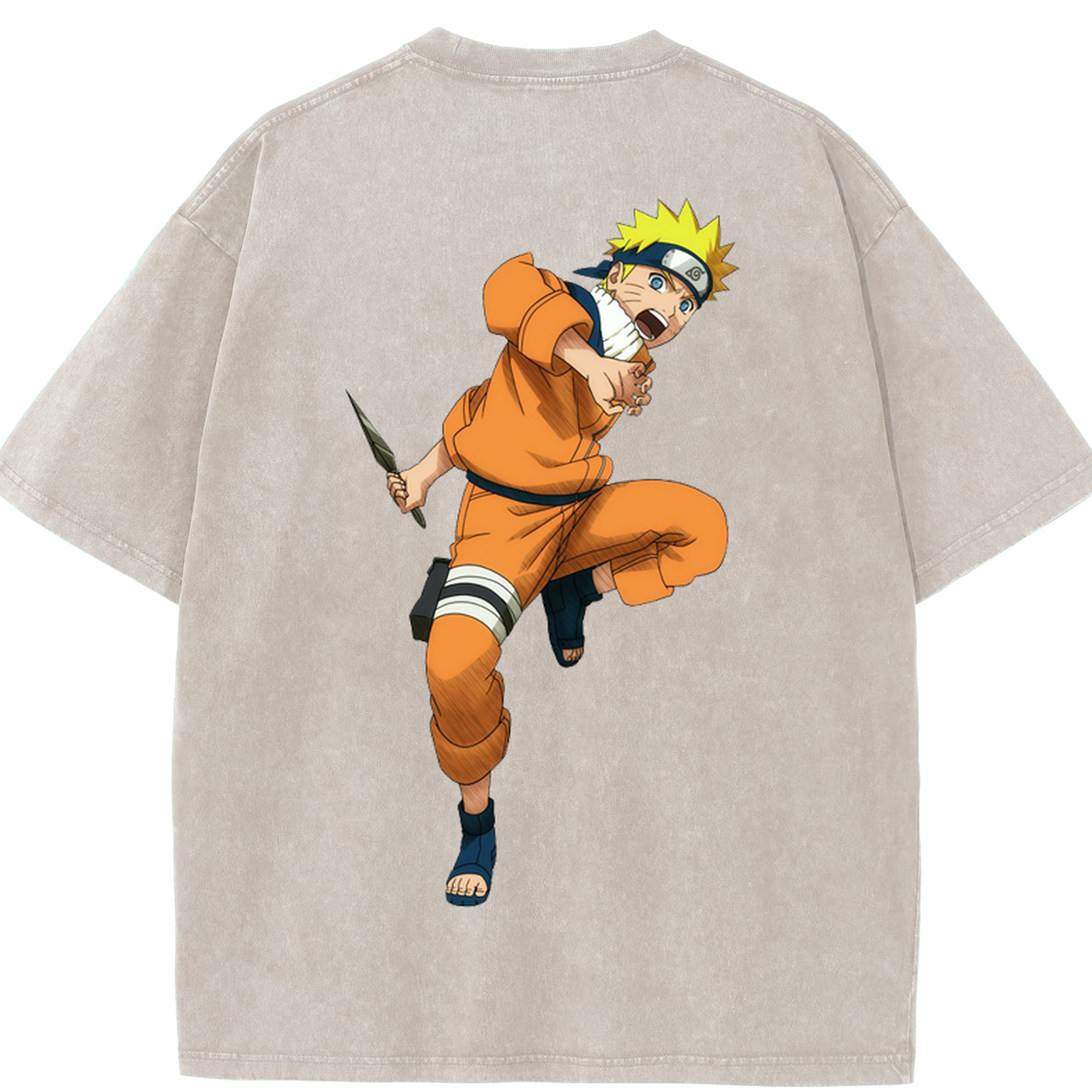 （画像用） NARUTO -ナルト- うずまき ナルト Uzumaki Naruto 綿100% ヴィンテージ風 半袖Tシャツ（背面プリント）