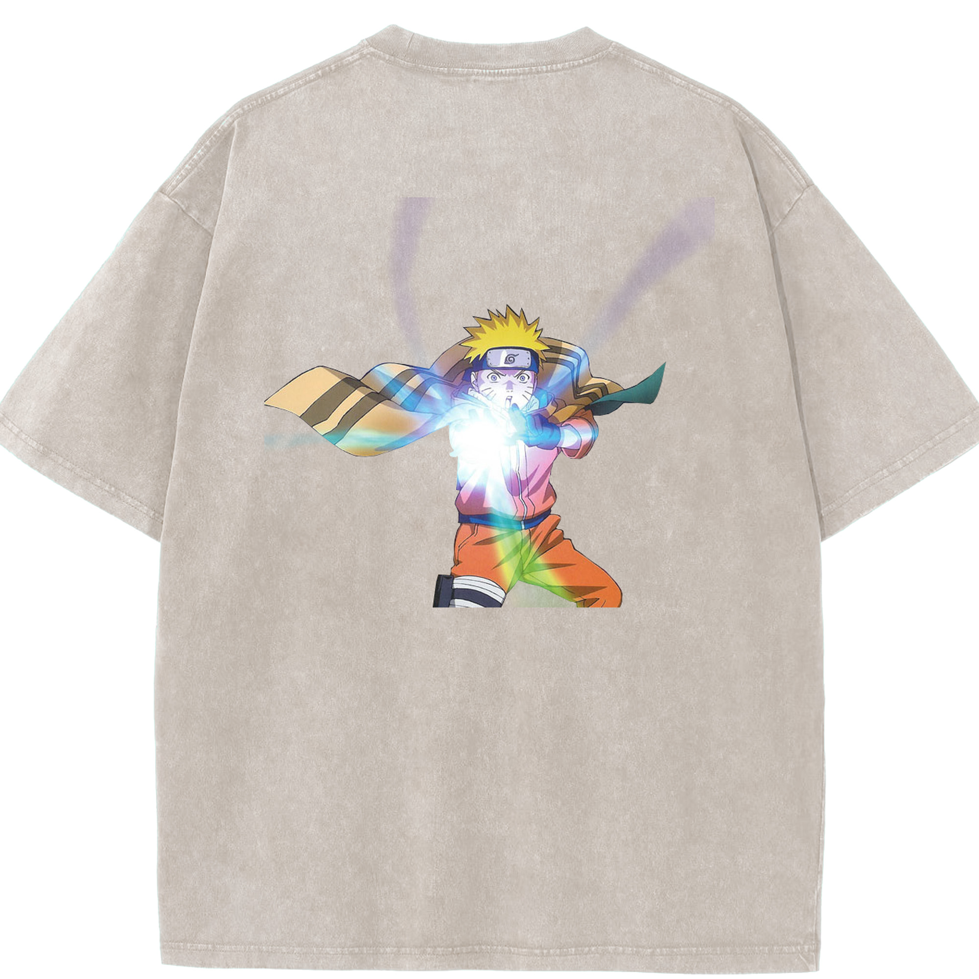 （画像用） NARUTO -ナルト- うずまき ナルト Uzumaki Naruto 綿100% ヴィンテージ風 半袖Tシャツ（背面プリント）