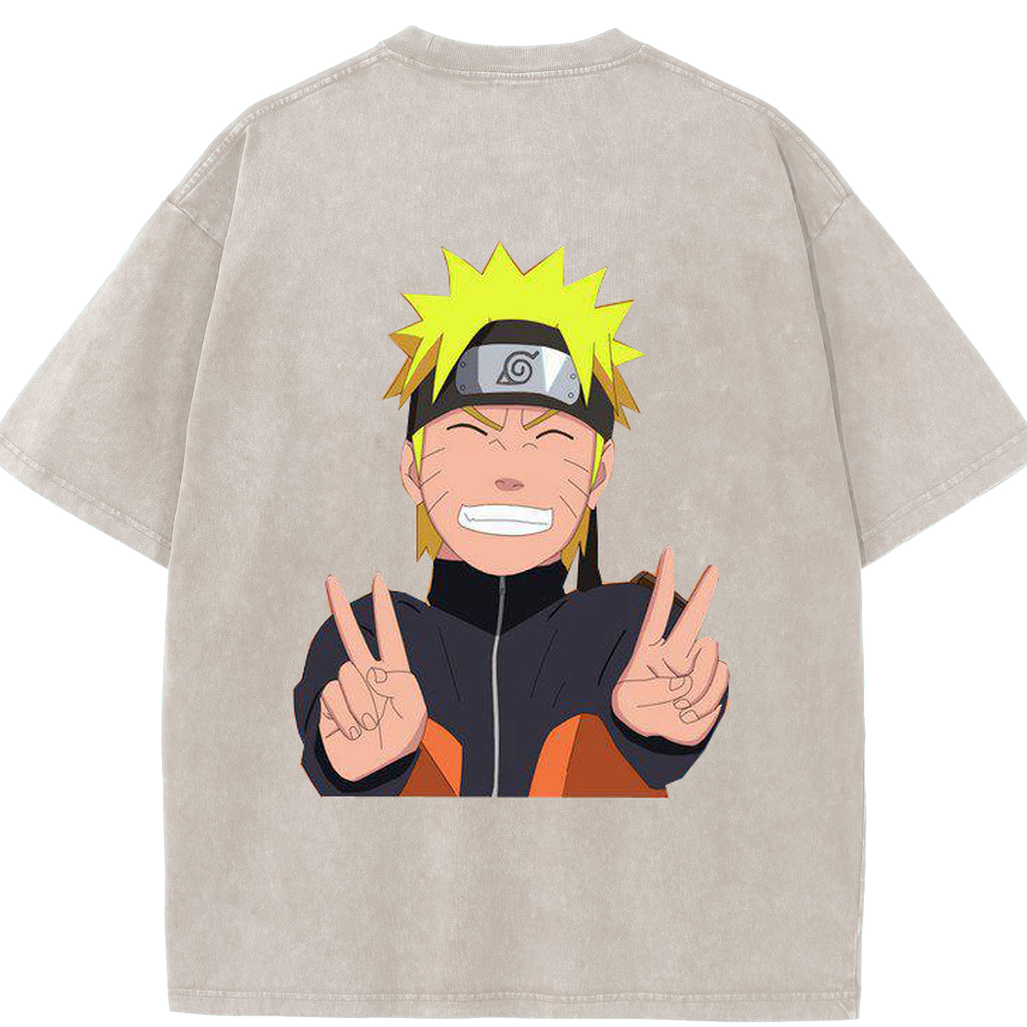 （画像用） NARUTO -ナルト- うずまき ナルト Uzumaki Naruto 綿100% ヴィンテージ風 半袖Tシャツ（背面プリント）