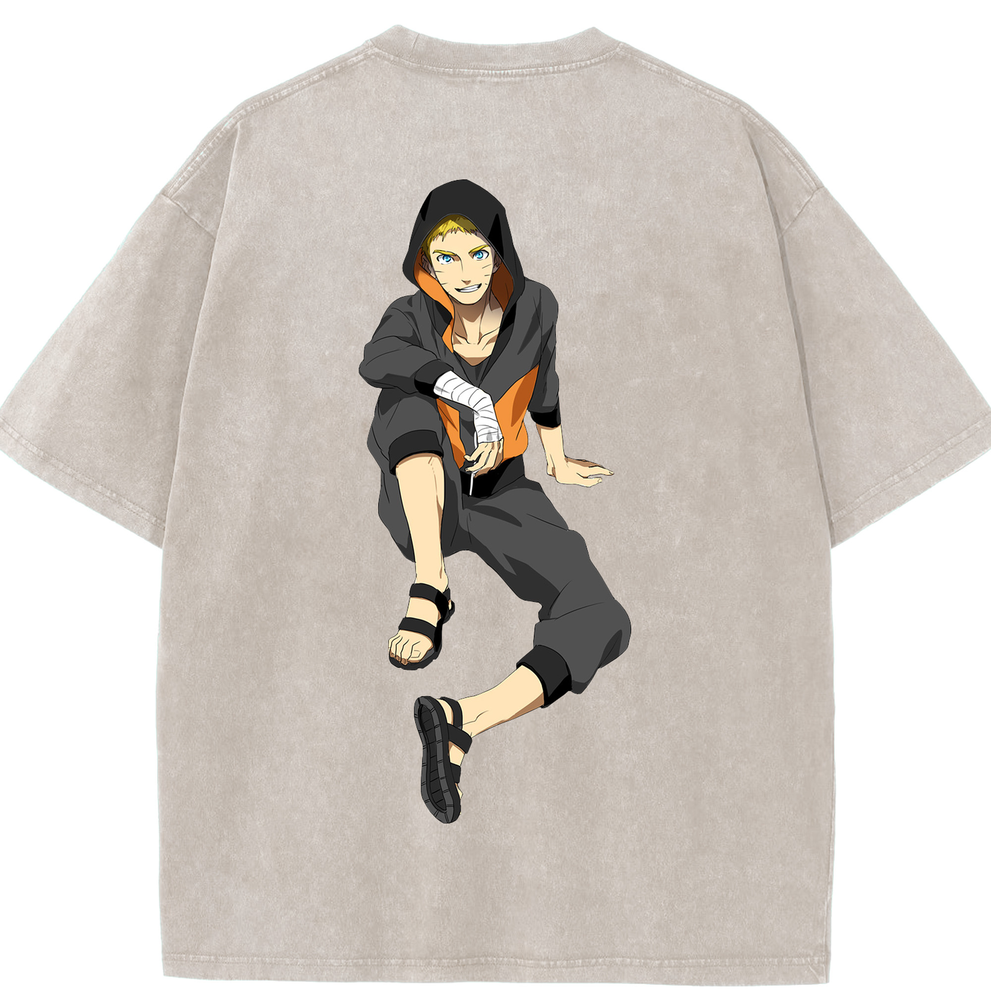 （画像用） NARUTO -ナルト- うずまき ナルト Uzumaki Naruto 綿100% ヴィンテージ風 半袖Tシャツ（背面プリント）