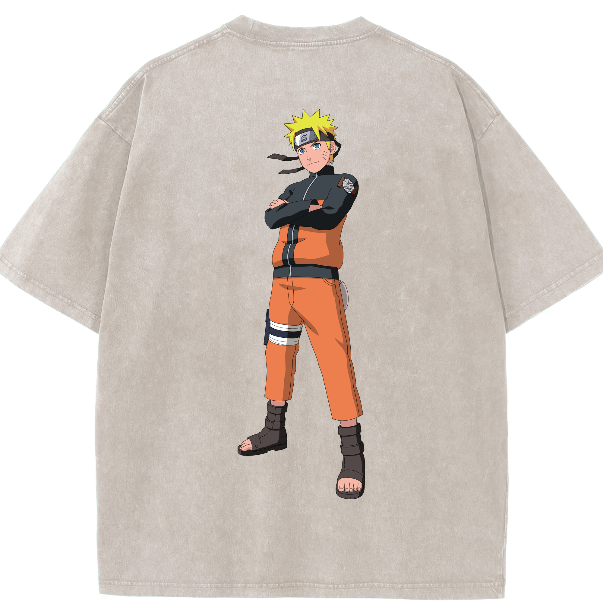 （画像用） NARUTO -ナルト- うずまき ナルト Uzumaki Naruto 綿100% ヴィンテージ風 半袖Tシャツ（背面プリント）
