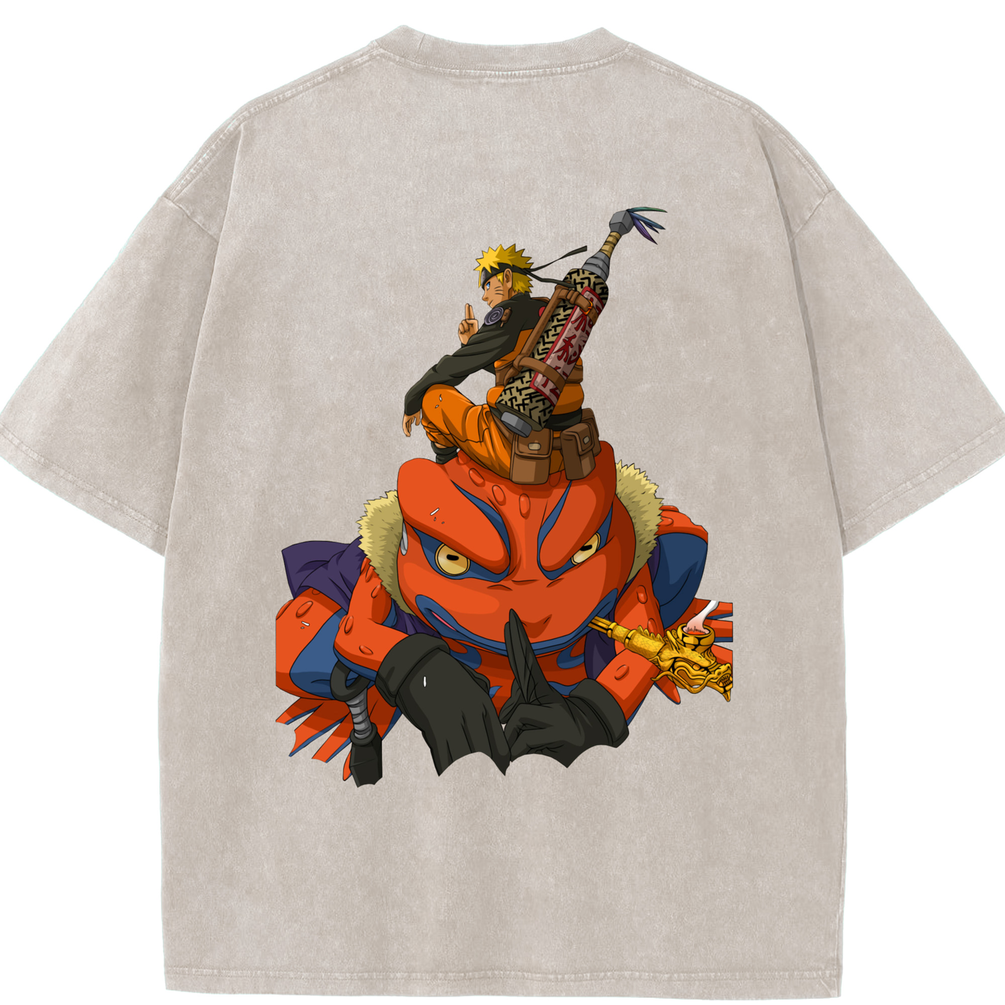（画像用） NARUTO -ナルト- うずまき ナルト Uzumaki Naruto 綿100% ヴィンテージ風 半袖Tシャツ（背面プリント）