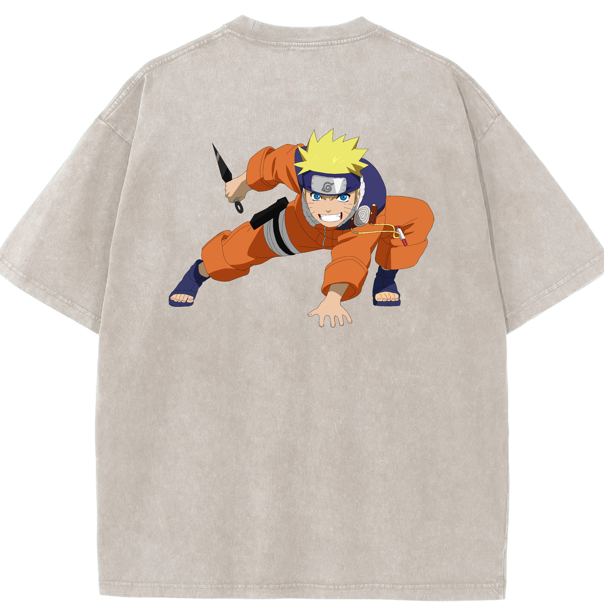 （画像用） NARUTO -ナルト- うずまき ナルト Uzumaki Naruto 綿100% ヴィンテージ風 半袖Tシャツ（背面プリント）