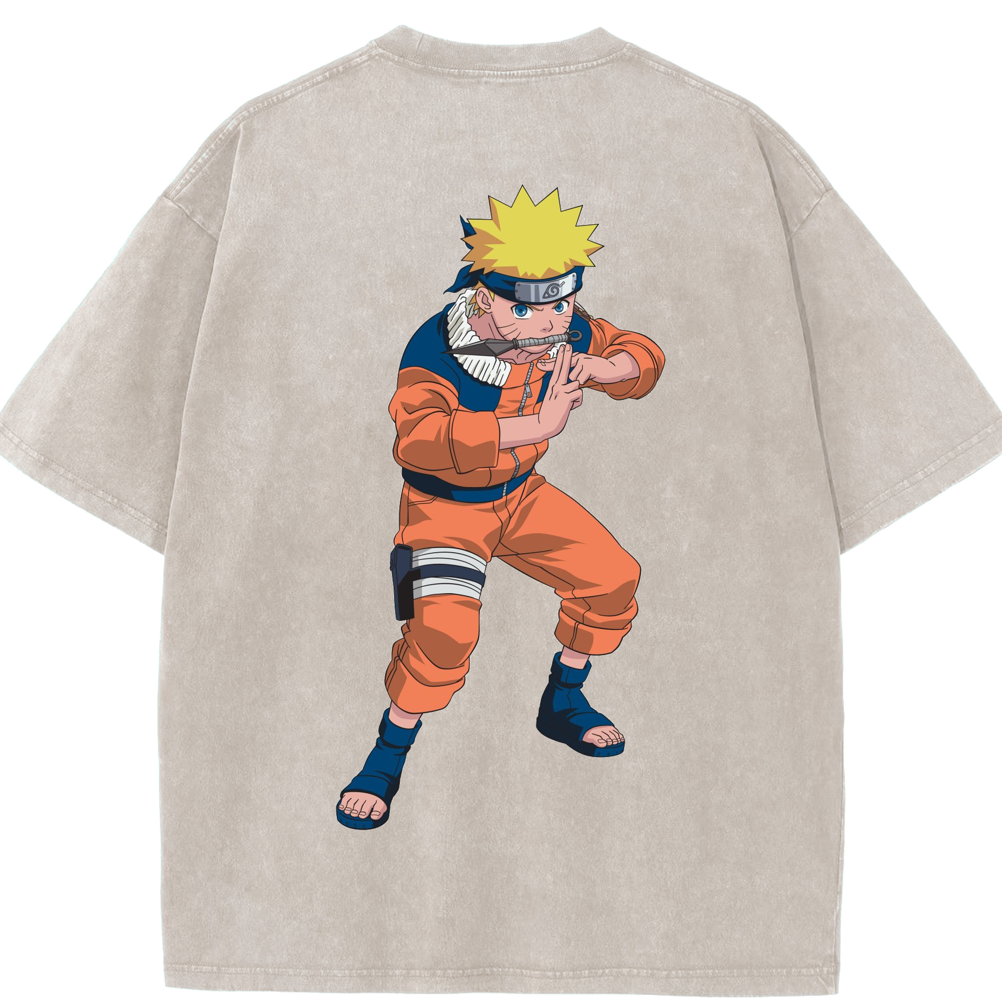 （画像用） NARUTO -ナルト- うずまき ナルト Uzumaki Naruto 綿100% ヴィンテージ風 半袖Tシャツ（背面プリント）