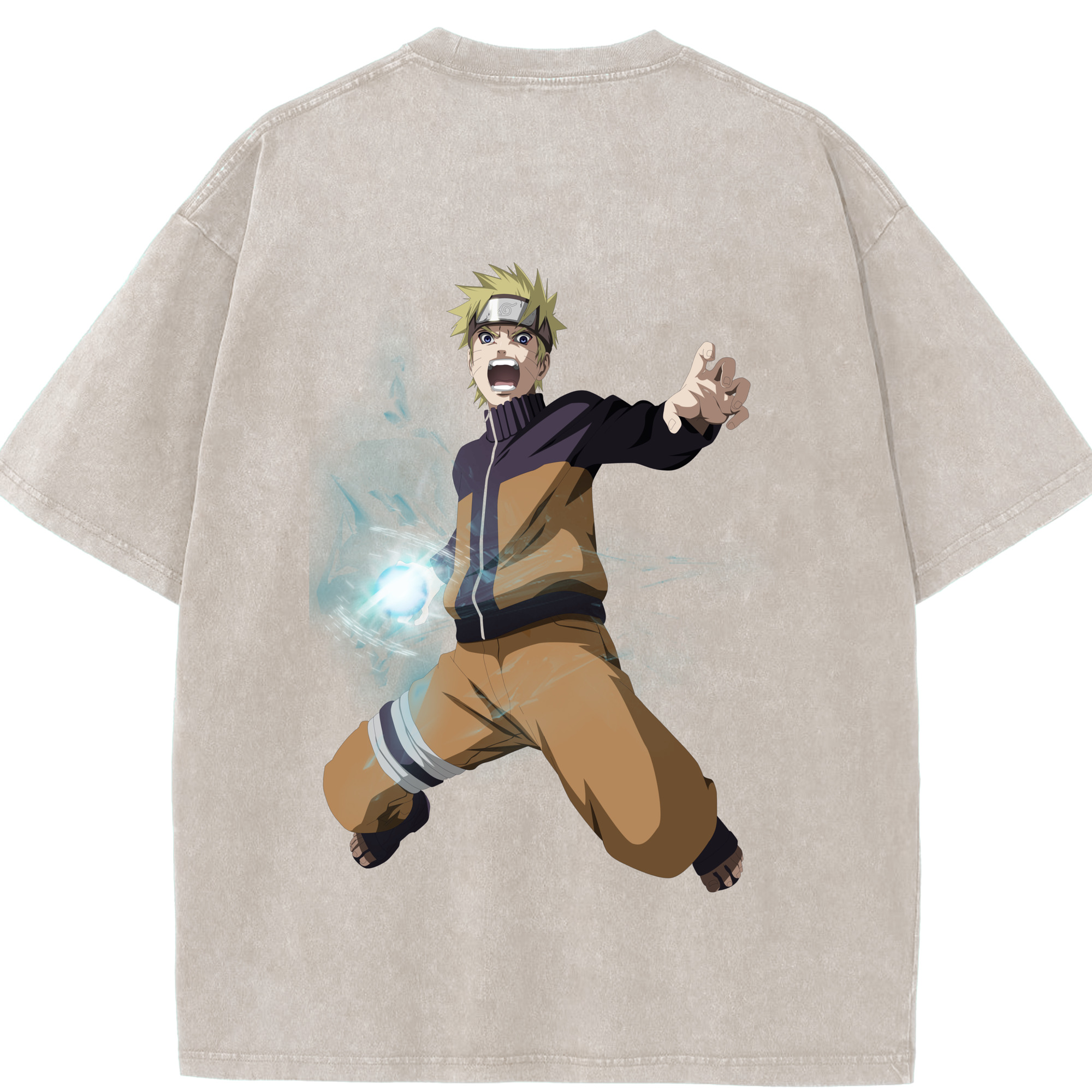 （画像用） NARUTO -ナルト- うずまき ナルト Uzumaki Naruto 綿100% ヴィンテージ風 半袖Tシャツ（背面プリント）