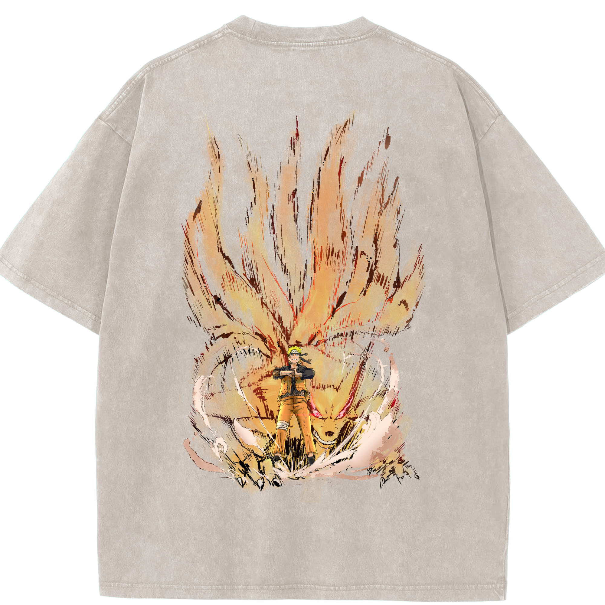 （画像用） NARUTO -ナルト- うずまき ナルト Uzumaki Naruto 綿100% ヴィンテージ風 半袖Tシャツ（背面プリント）