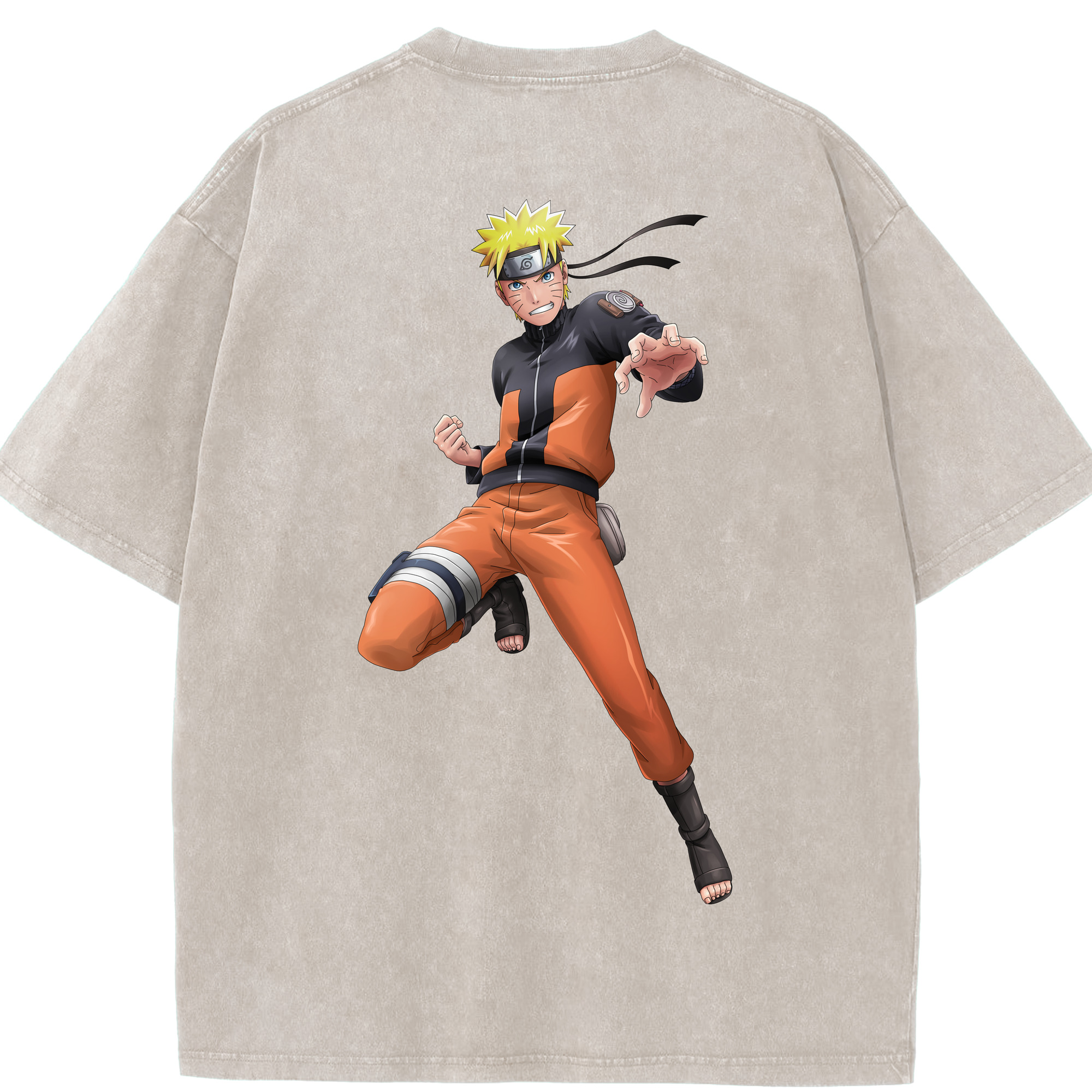 （画像用） NARUTO -ナルト- うずまき ナルト Uzumaki Naruto 綿100% ヴィンテージ風 半袖Tシャツ（背面プリント）