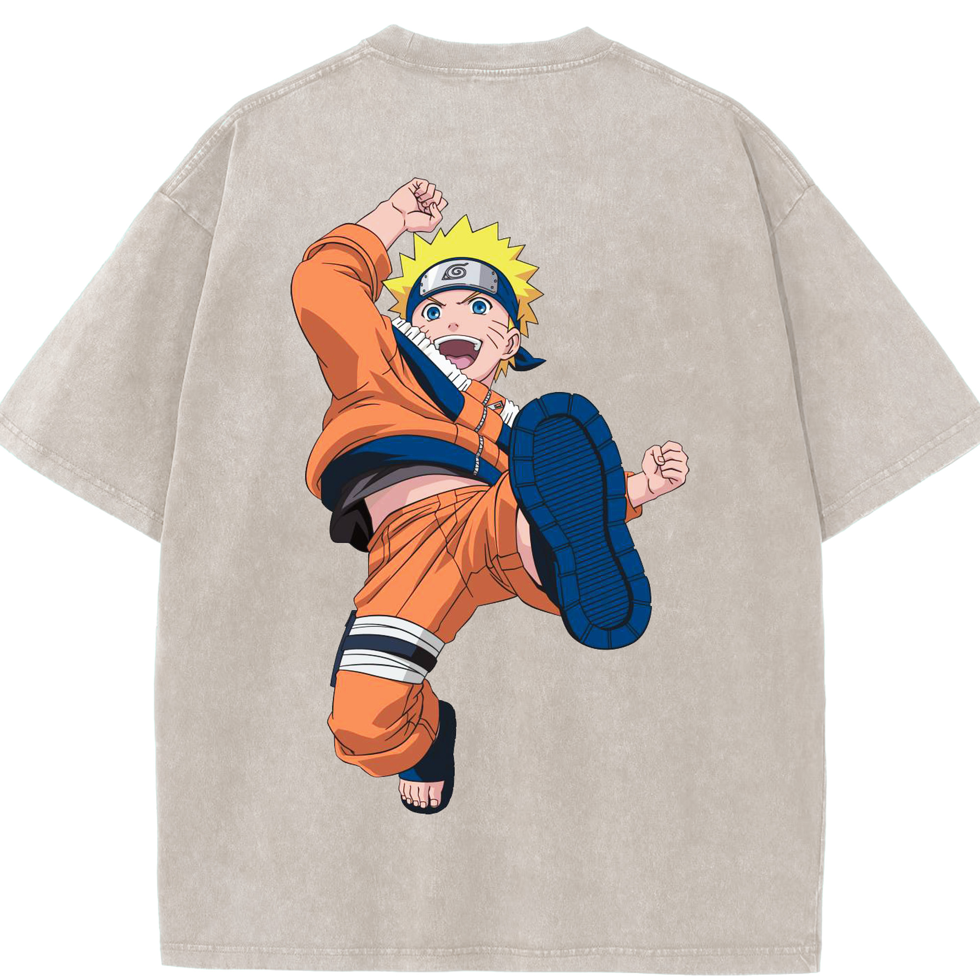 （画像用） NARUTO -ナルト- うずまき ナルト Uzumaki Naruto 綿100% ヴィンテージ風 半袖Tシャツ（背面プリント）