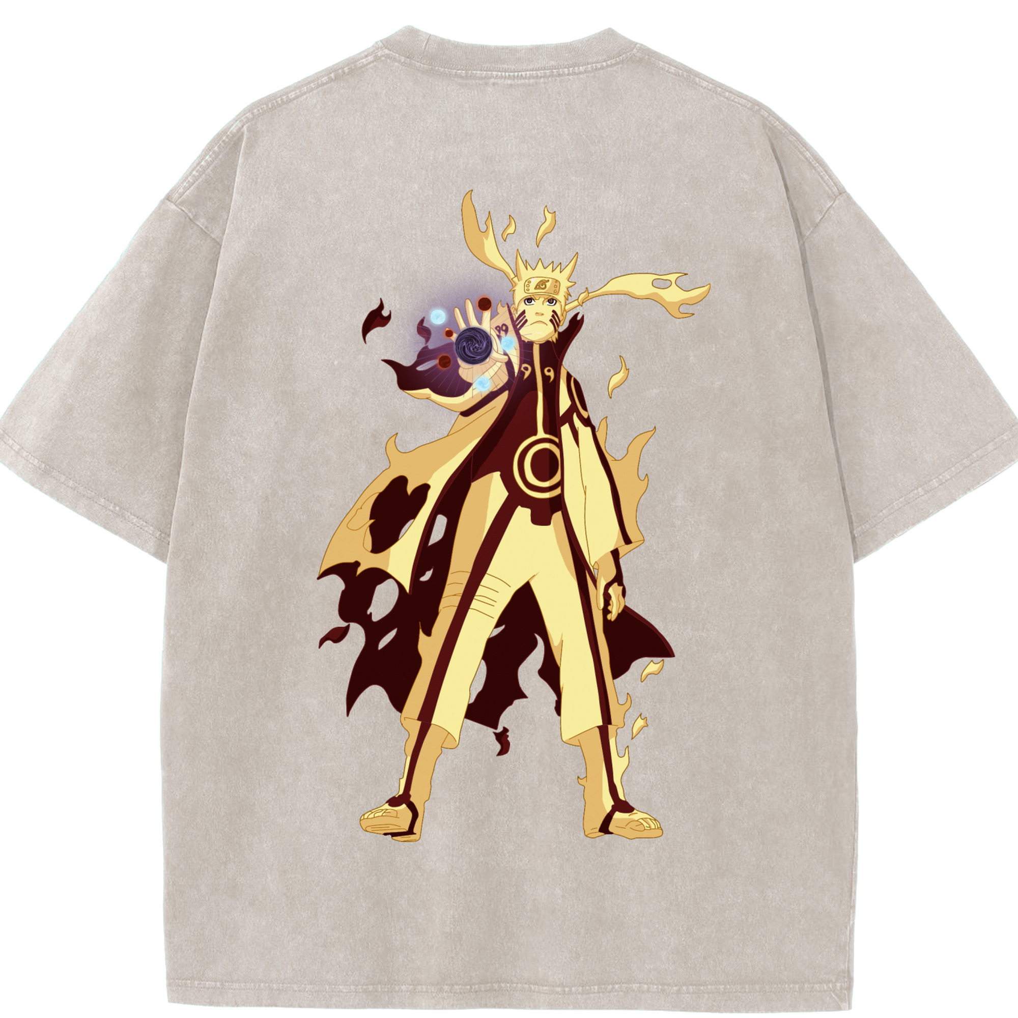 （画像用） NARUTO -ナルト- うずまき ナルト Uzumaki Naruto 綿100% ヴィンテージ風 半袖Tシャツ（背面プリント）